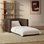 Sven 45.5_ Tufted Leather Sleeper Chair - Charme Chocolat