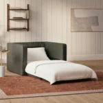 Sven 45.5_ Tufted Leather Sleeper Chair - Charme Green