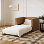 Sven 45.5_ Tufted Leather Sleeper Chair - Charme Tan