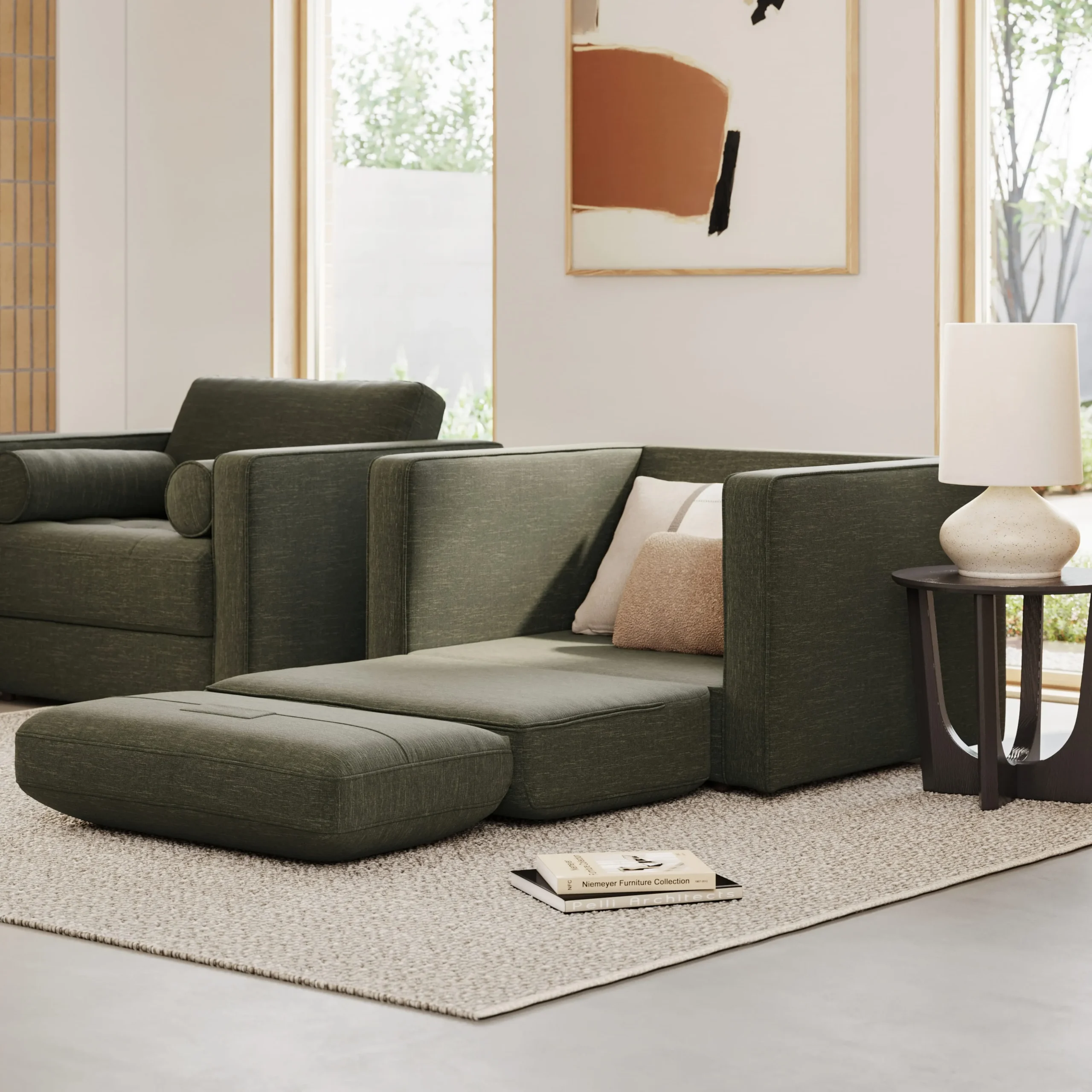 Sven 45.5_ Tufted Sleeper Chair - Fir Green - Image 2