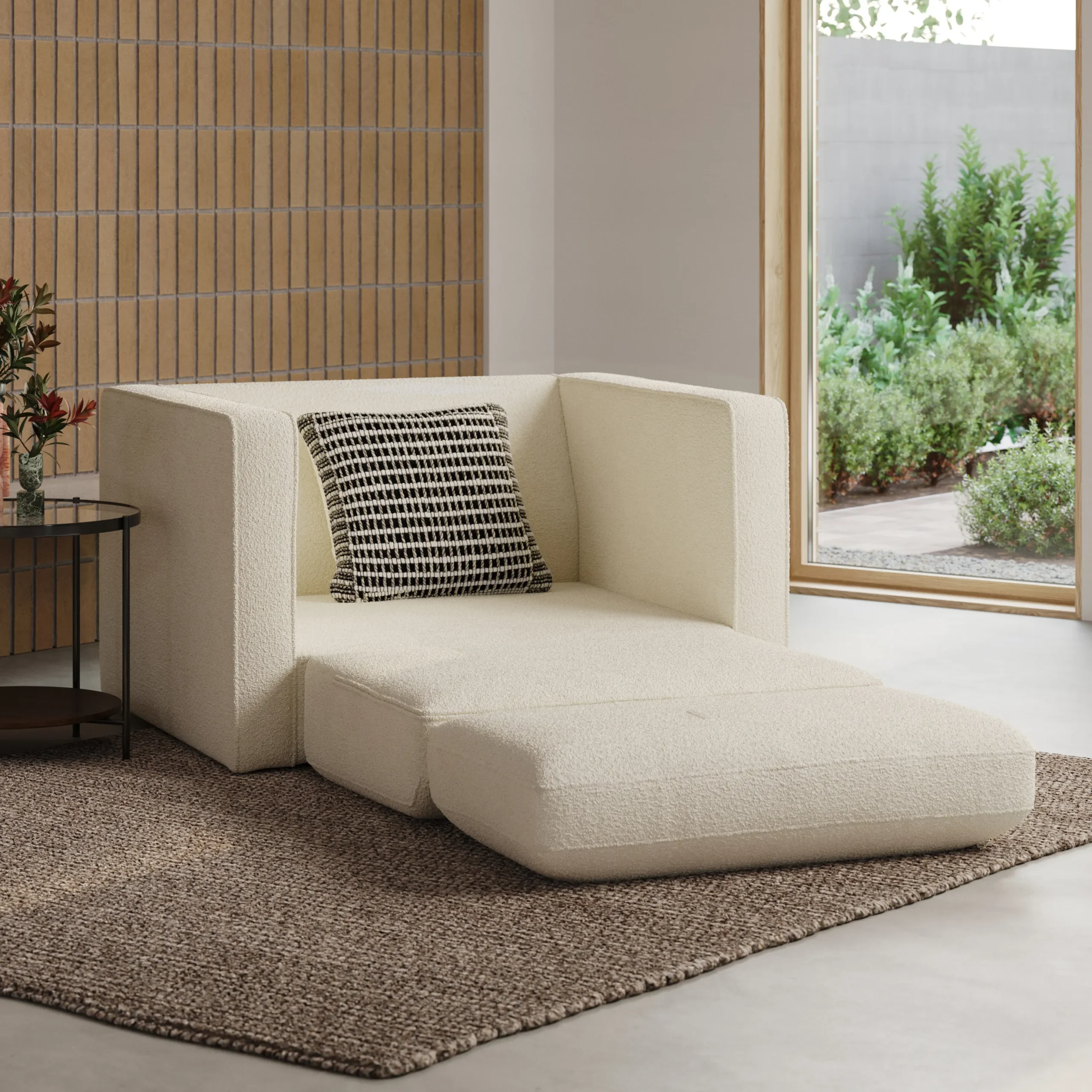 Sven 45.5_ Tufted Sleeper Chair - Ivory Wool Bouclé - Image 2