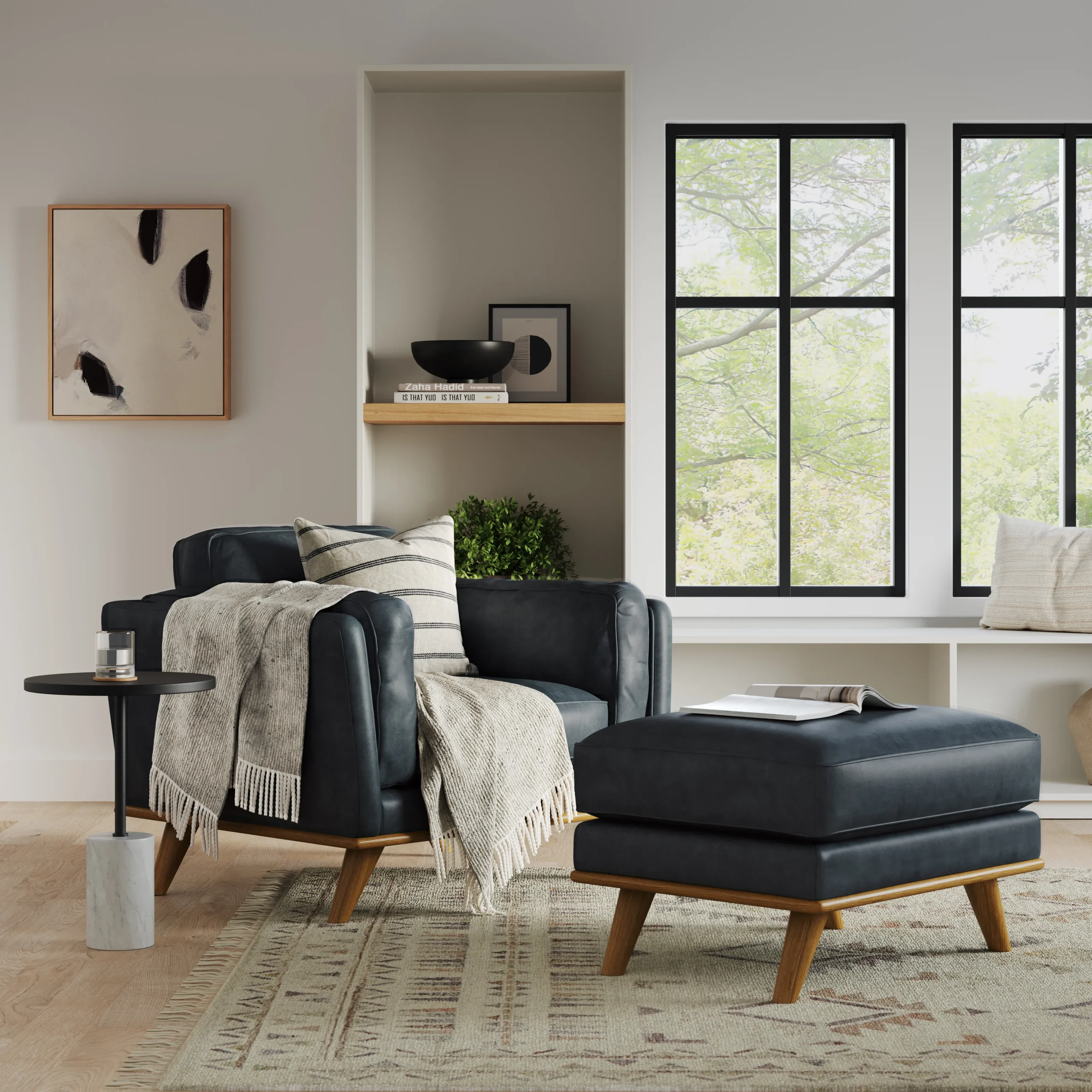 Timber 41_ Leather Lounge Chair - Charme Black