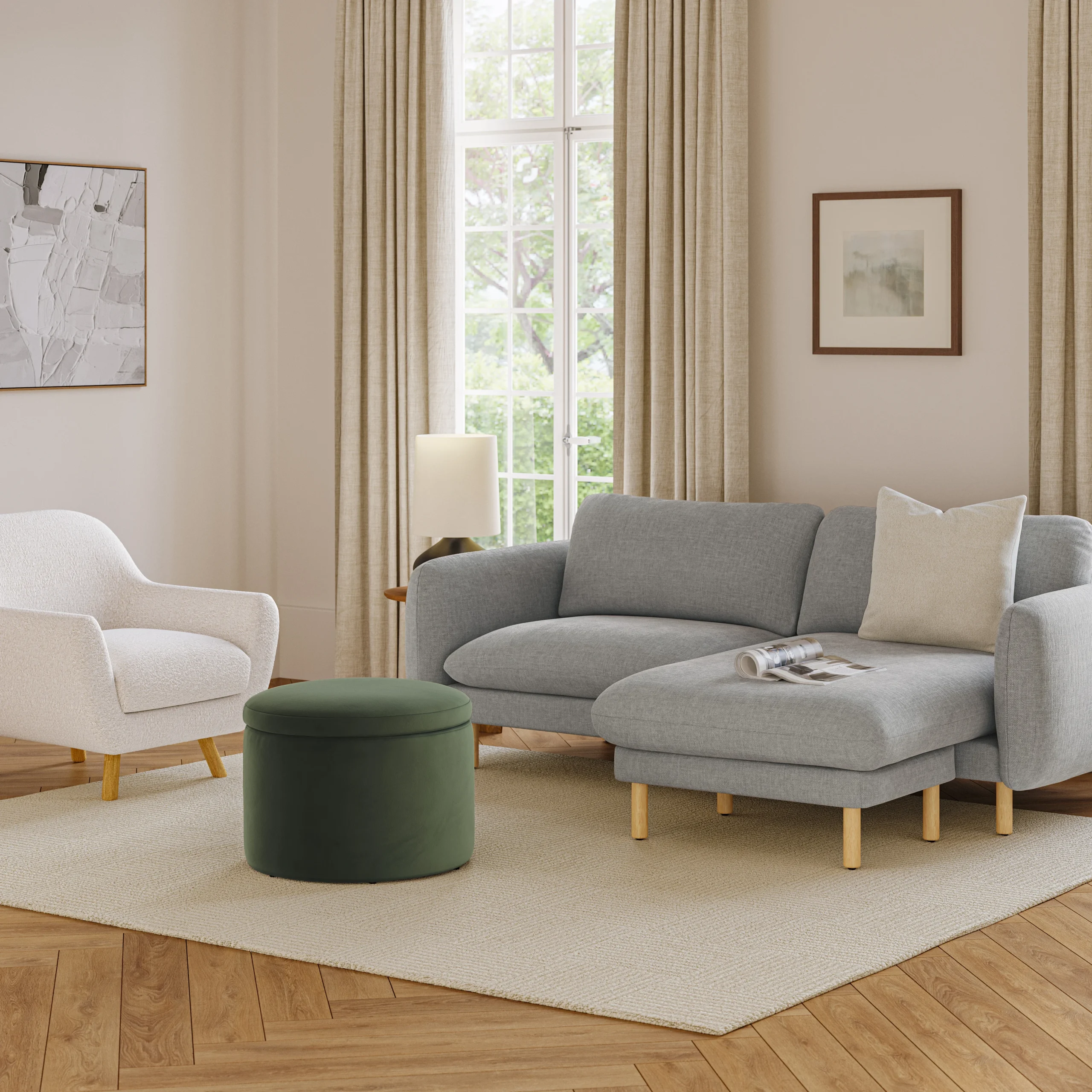 Benson 23.5_ Velvet Storage Ottoman - Hale Fir Green - Image 11