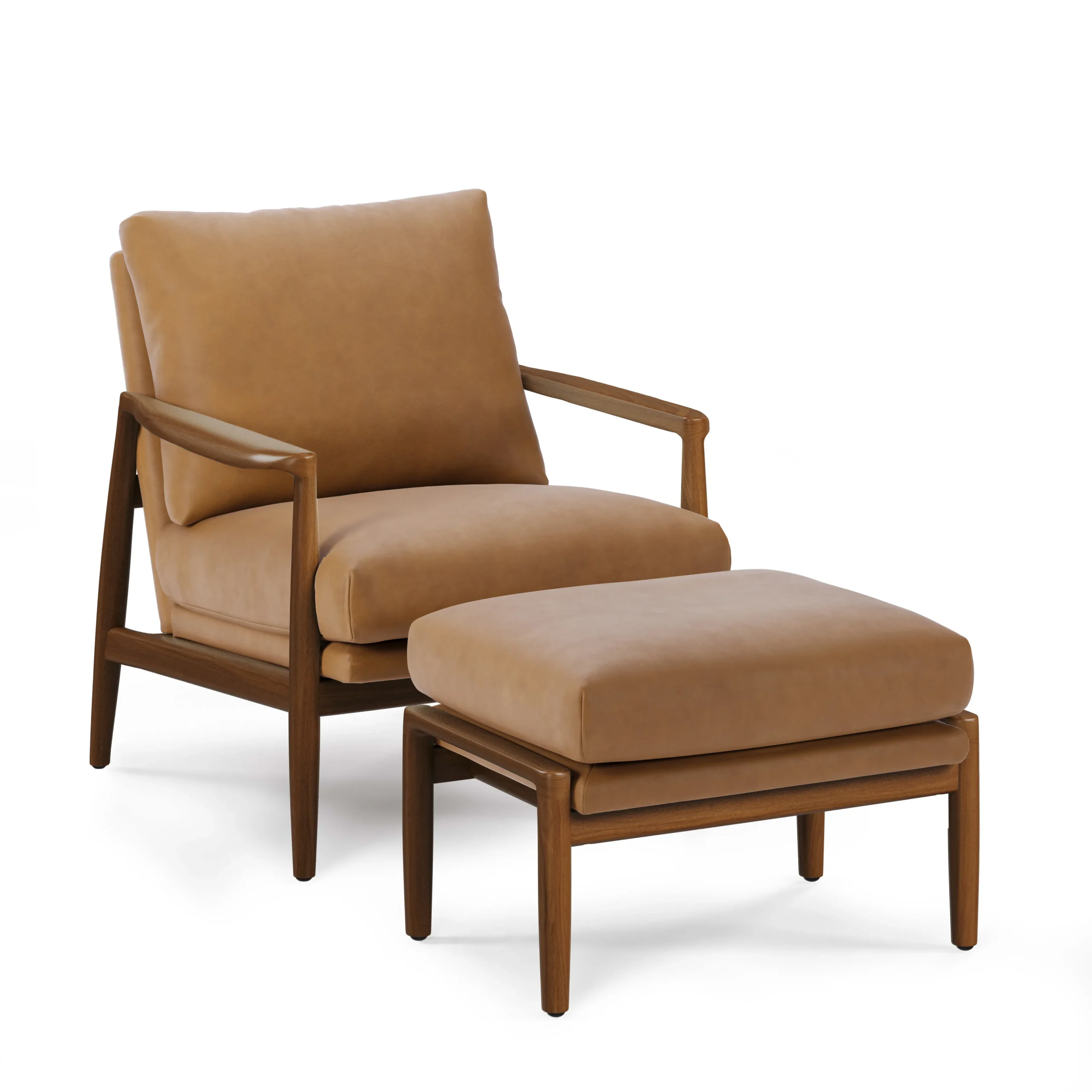 Bavel 26_ Leather Lounge Set - Walnut and Charme Tan - Image 17