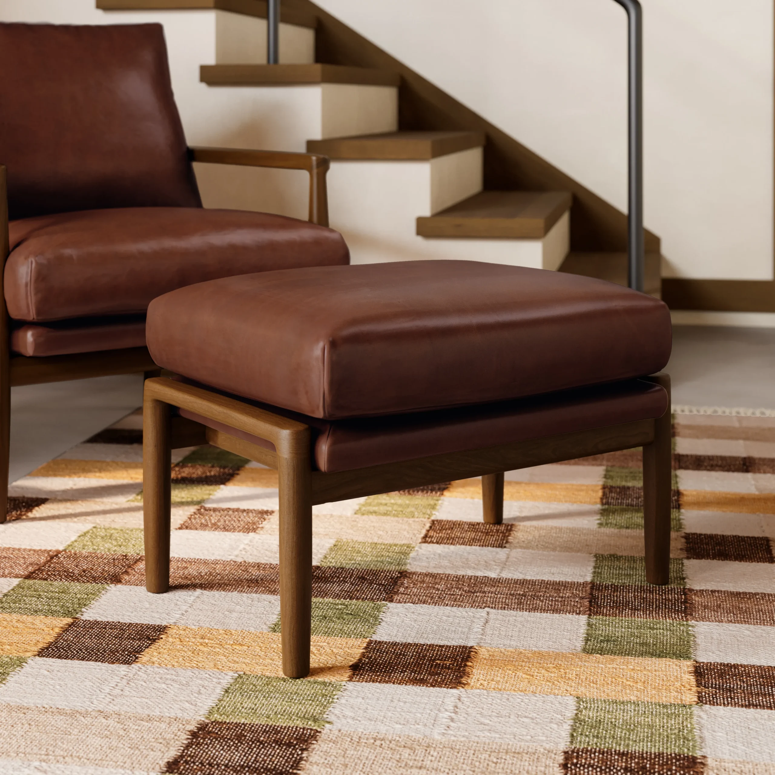 Bavel 26_ Leather Lounge Set - Walnut and Indiana Brown - Image 9