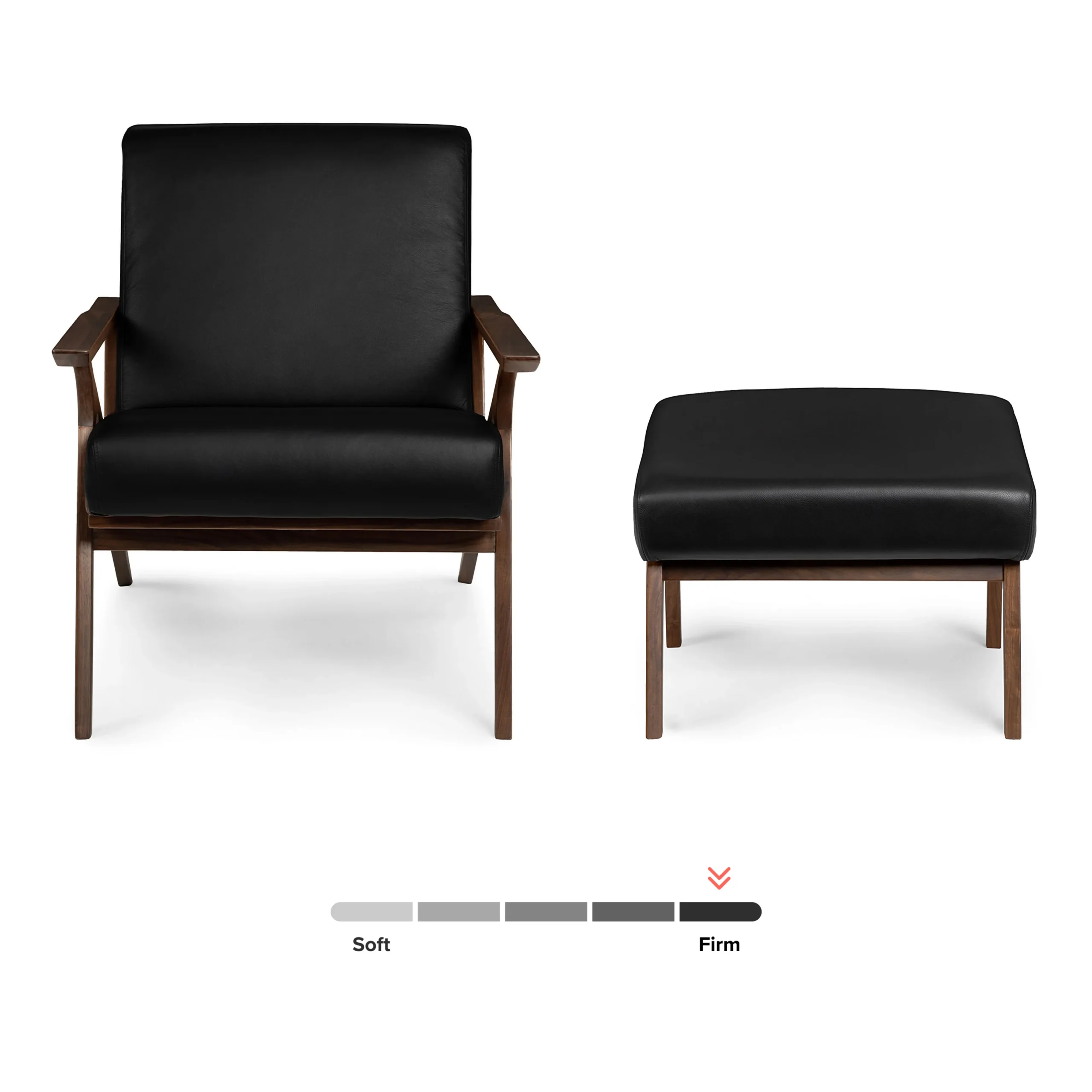Otio 26_ Leather Lounge Set - Walnut and Black - Image 14