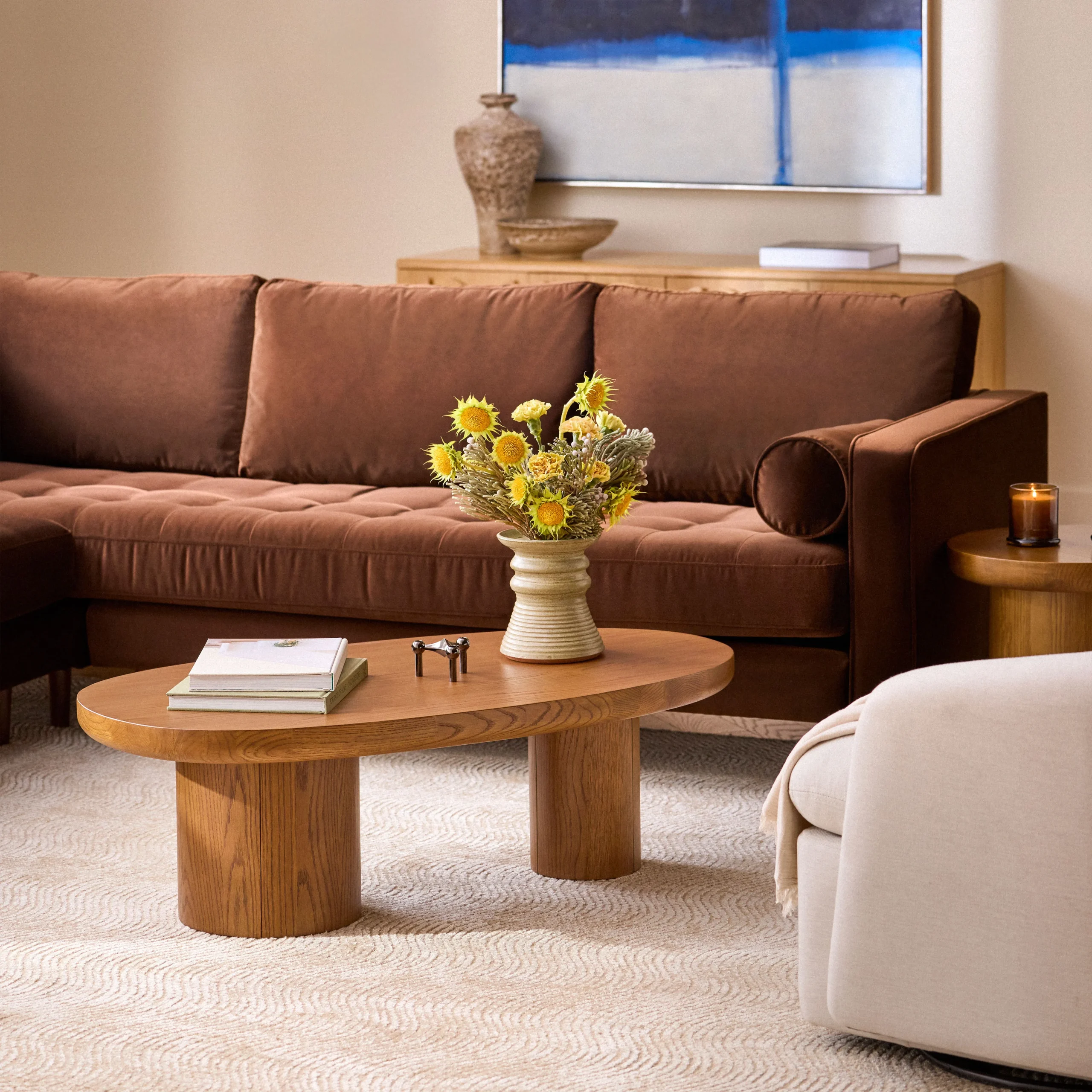 Sven 107_ Tufted Velvet Corner Sectional - Plush Pacific Brown - Image 3