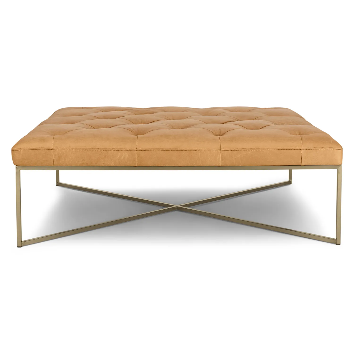 Tablet 47_ Leather Square Ottoman - Charme Tan - Image 9