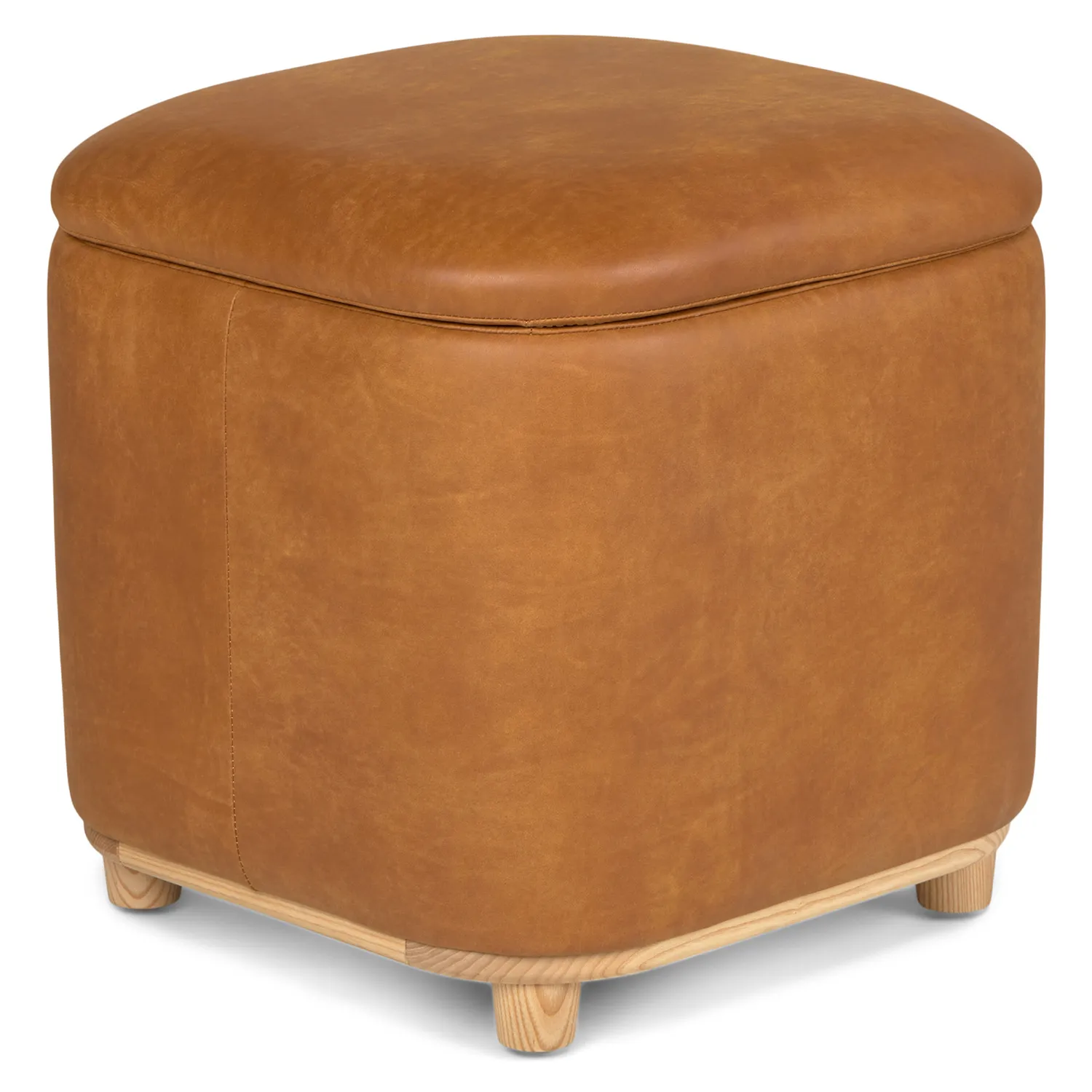 Maribo 19_ Leather Storage Ottoman - Rawhide Tan - Image 3