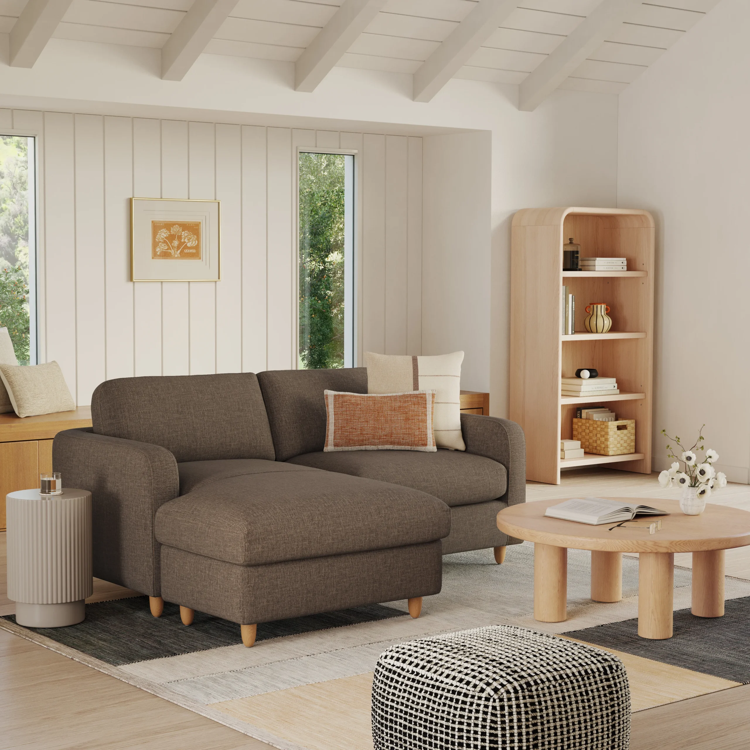 Vati 80_ Left Storage Sectional - Natural Oak and Buckler Brown - Image 3