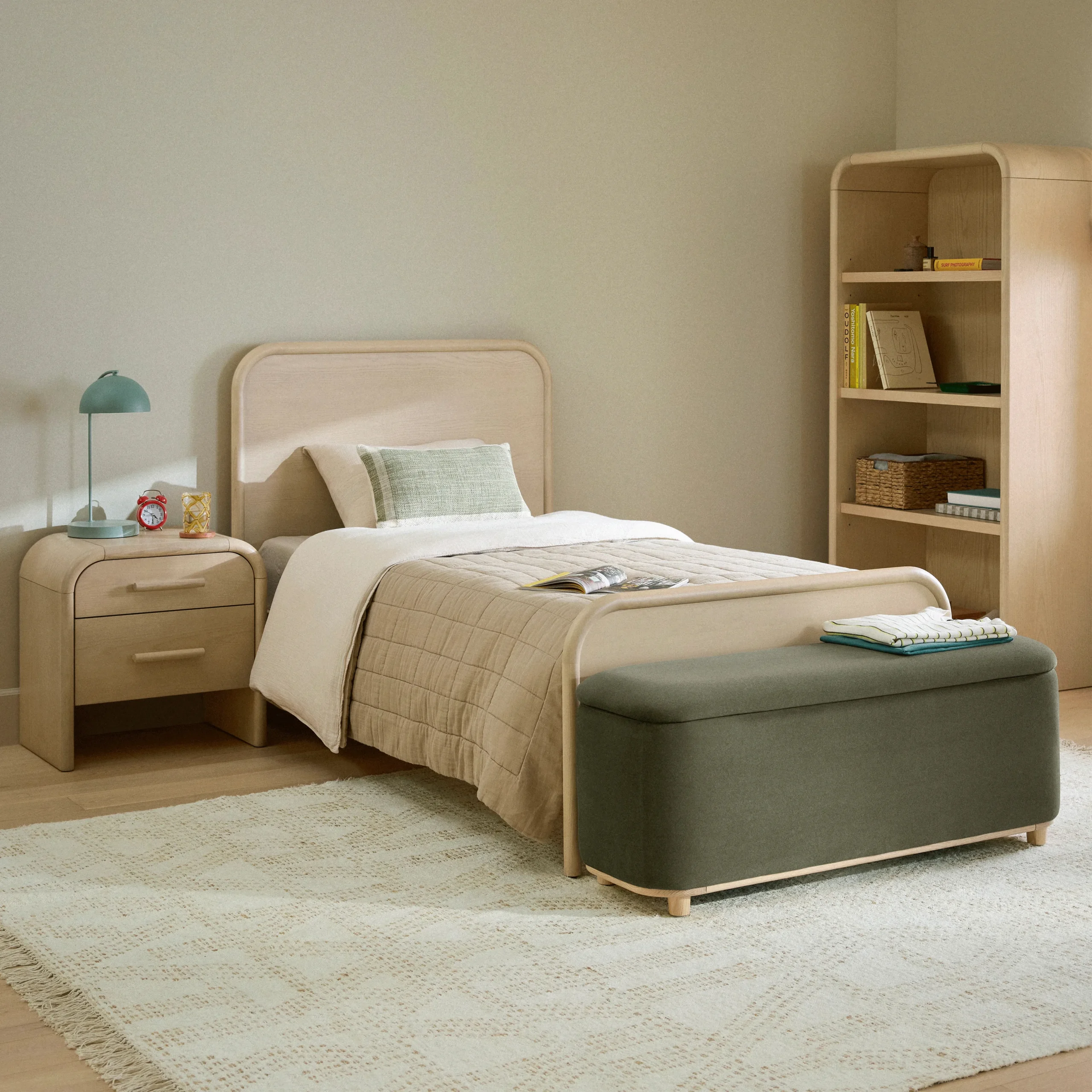 Maribo 48_ Storage Ottoman - Felted Green