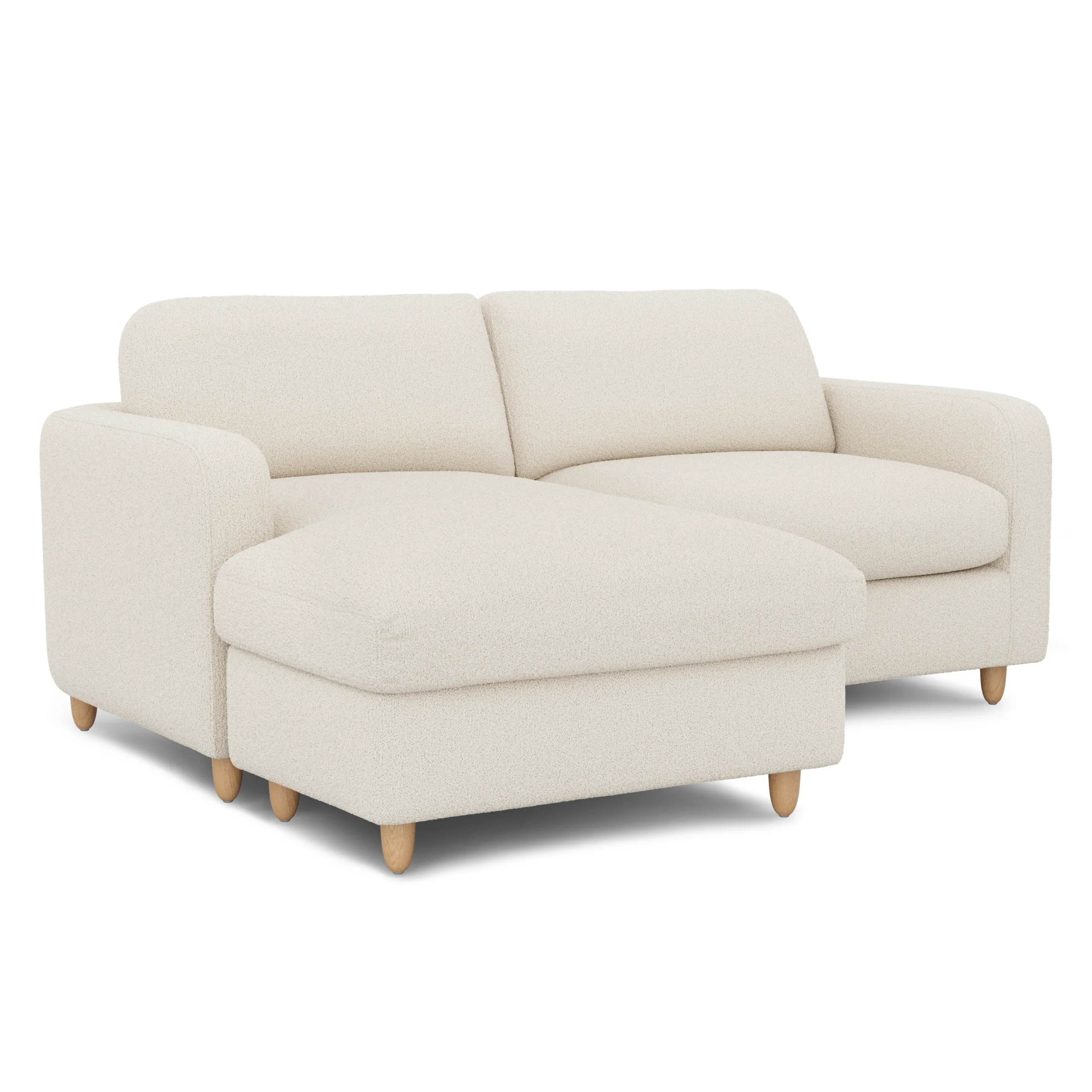 Vati 80_ Left Storage Sectional - Natural Oak and Ivory Wool Bouclé - Image 3