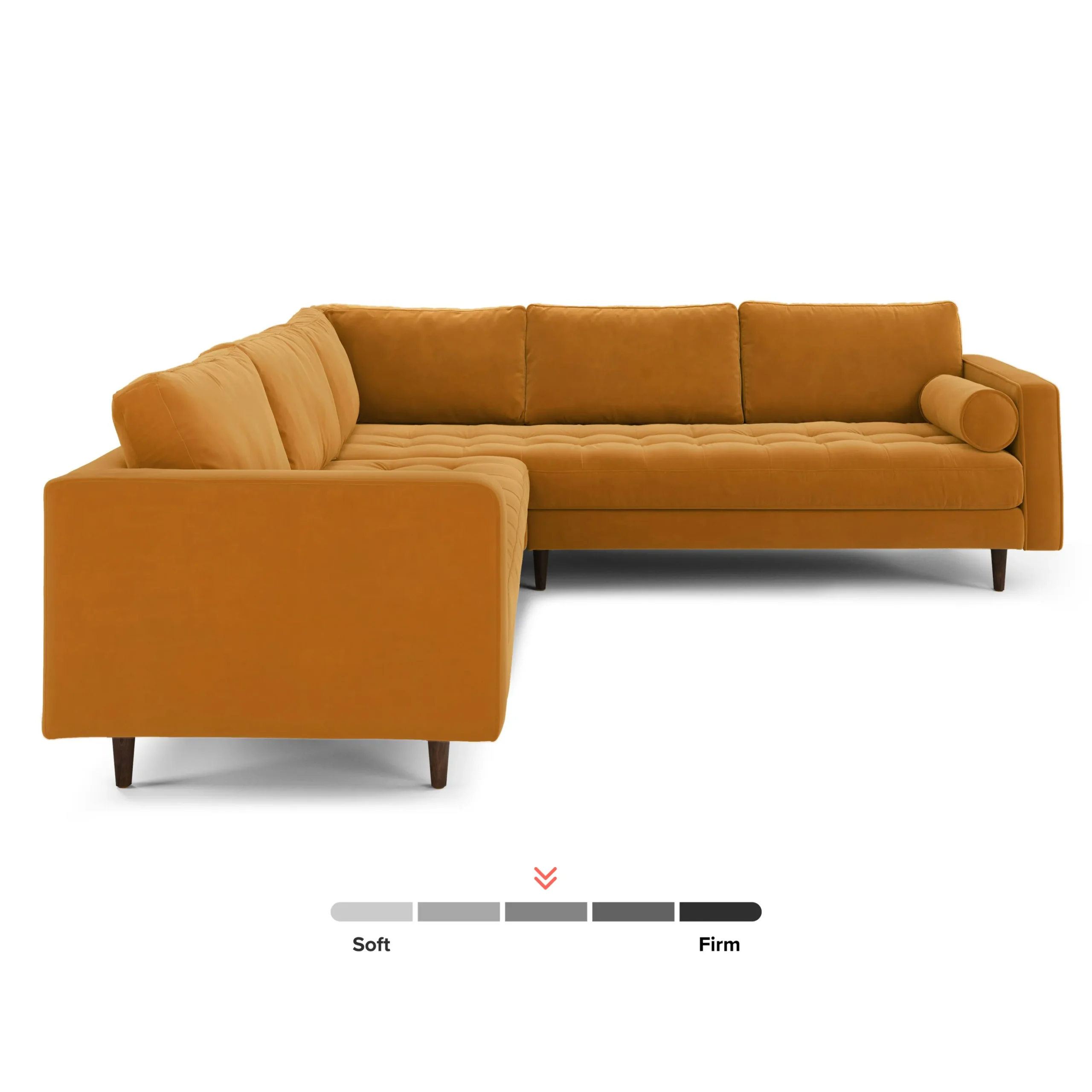 Sven 107_ Tufted Velvet Corner Sectional - Plush Pacific Ginger - Image 3