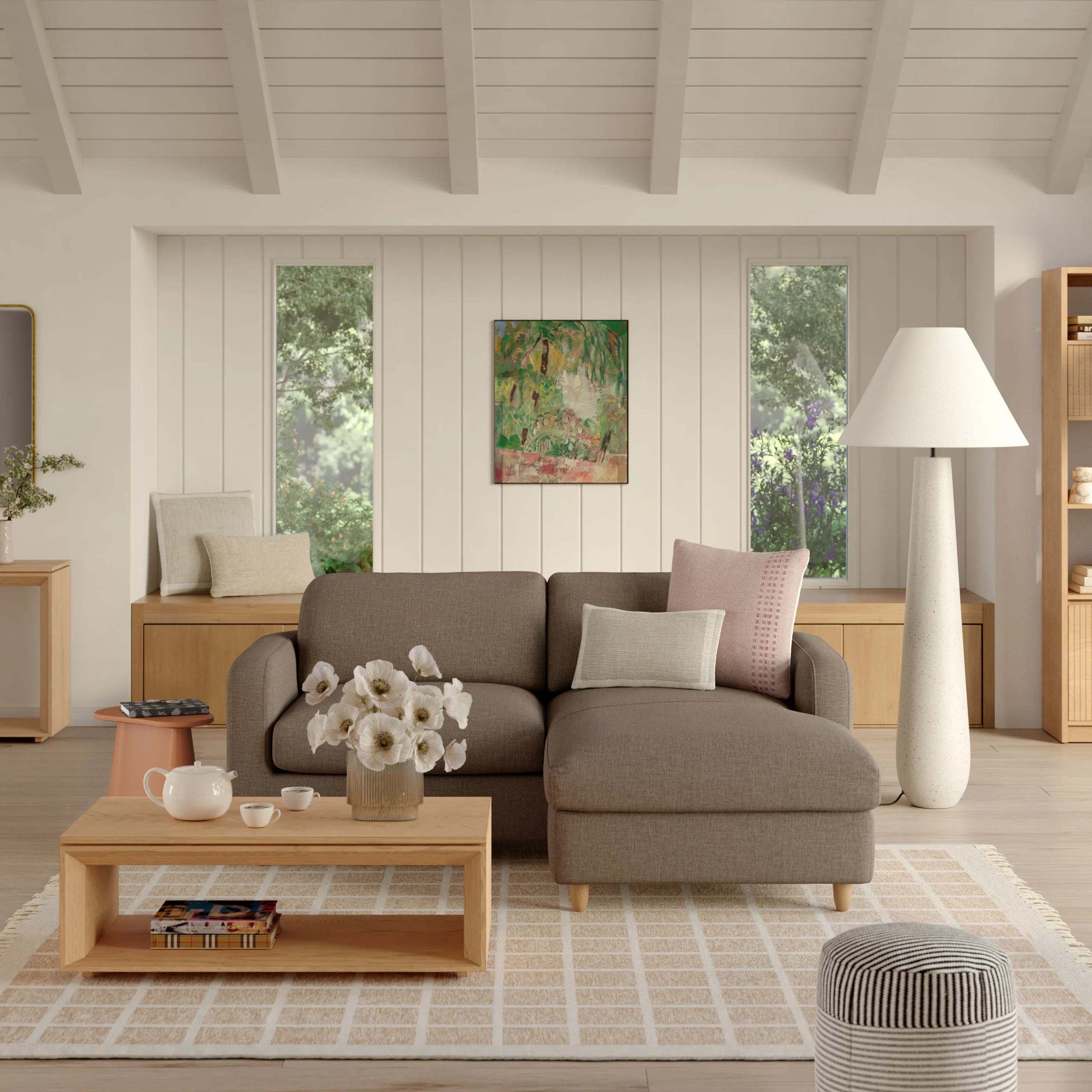 Vati 80_ Right Storage Sectional - Natural Oak and Buckler Brown - Image 9