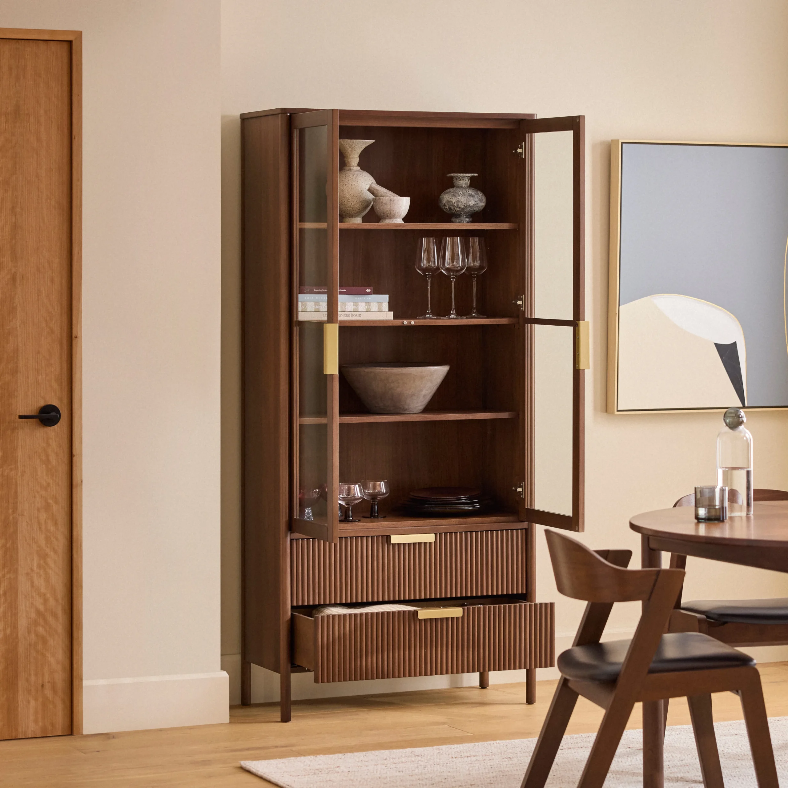Liv 35.25_ Glass Cabinet - Walnut - Image 3