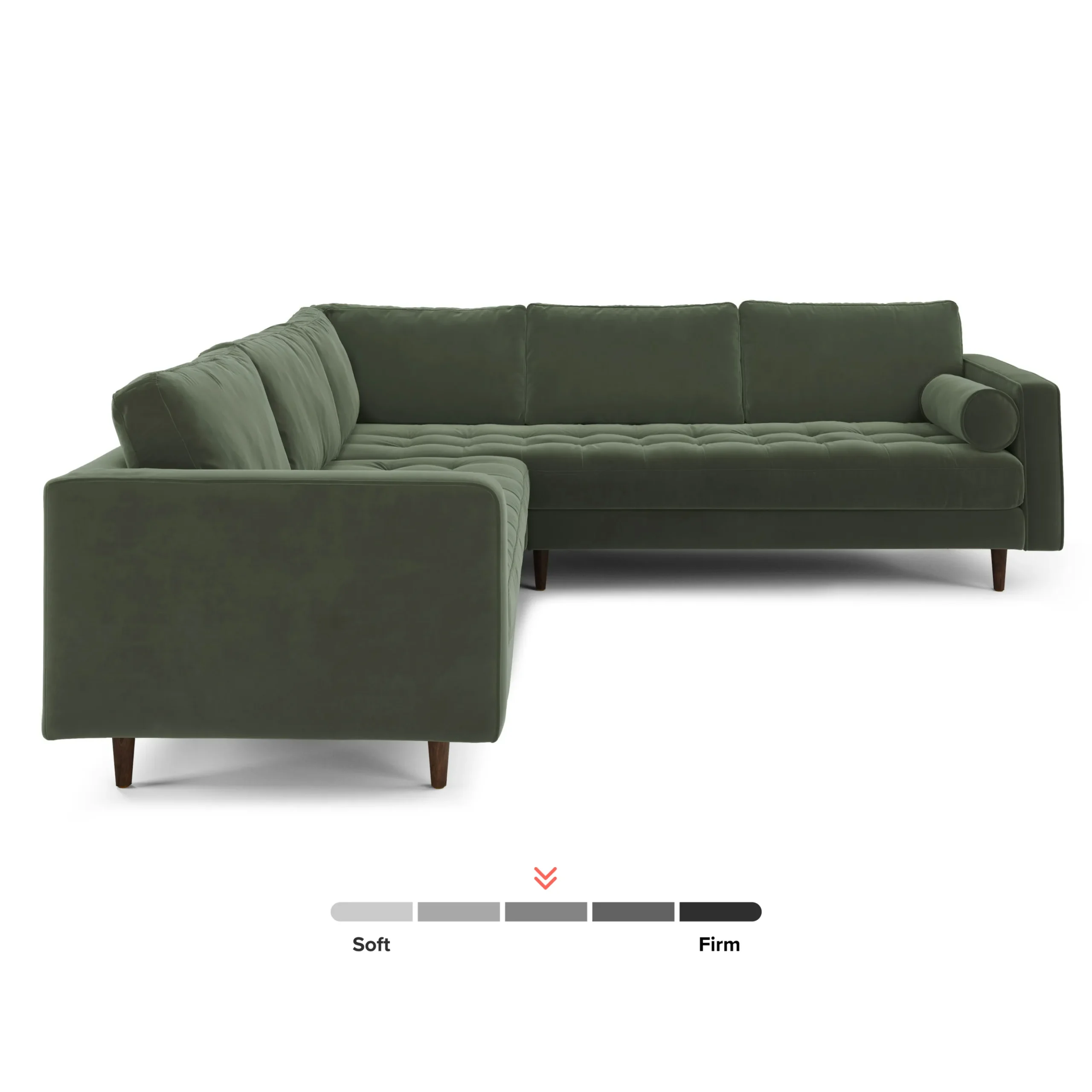 Sven 107_ Tufted Velvet Corner Sectional - Plush Pacific Green - Image 3