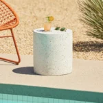 Solina Outdoor Stool - White Terrazzo