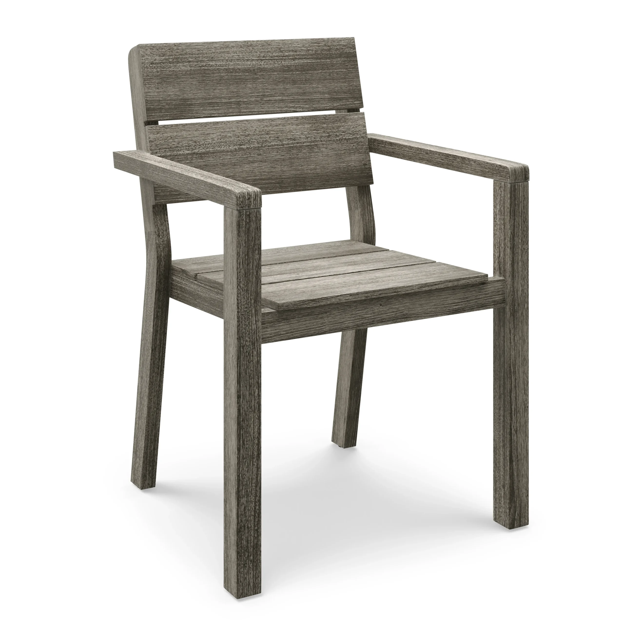 Lyle Outdoor Stackable Dining Armchair - Weathered Acacia - Image 8