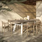 Reyes Outdoor Stackable Dining Armchair - Sun-Bleached Gray