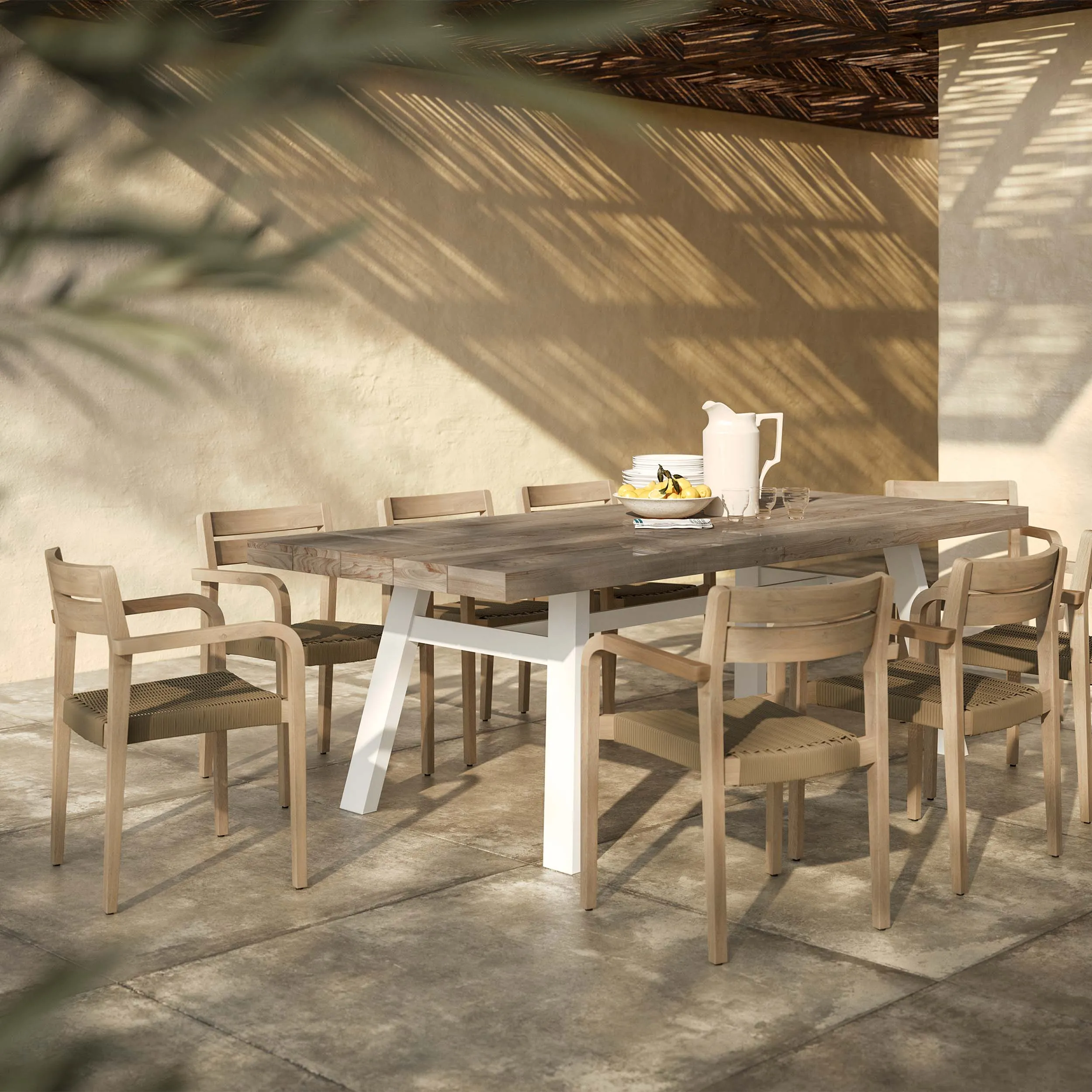 Reyes Outdoor Stackable Dining Armchair - Sun-Bleached Gray - Image 12