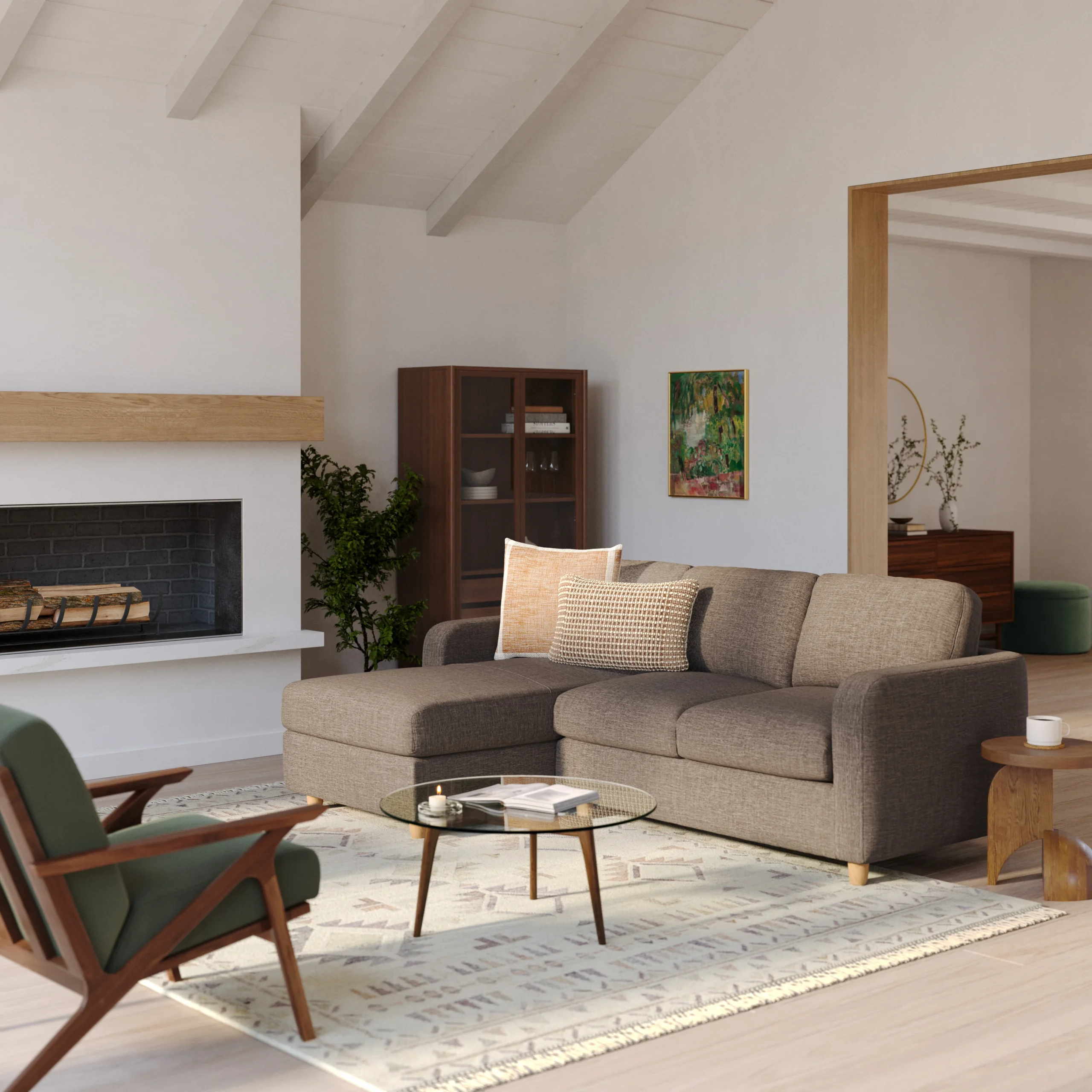 Vati 90.5_ Left Storage Sectional - Natural Oak and Buckler Brown - Image 9