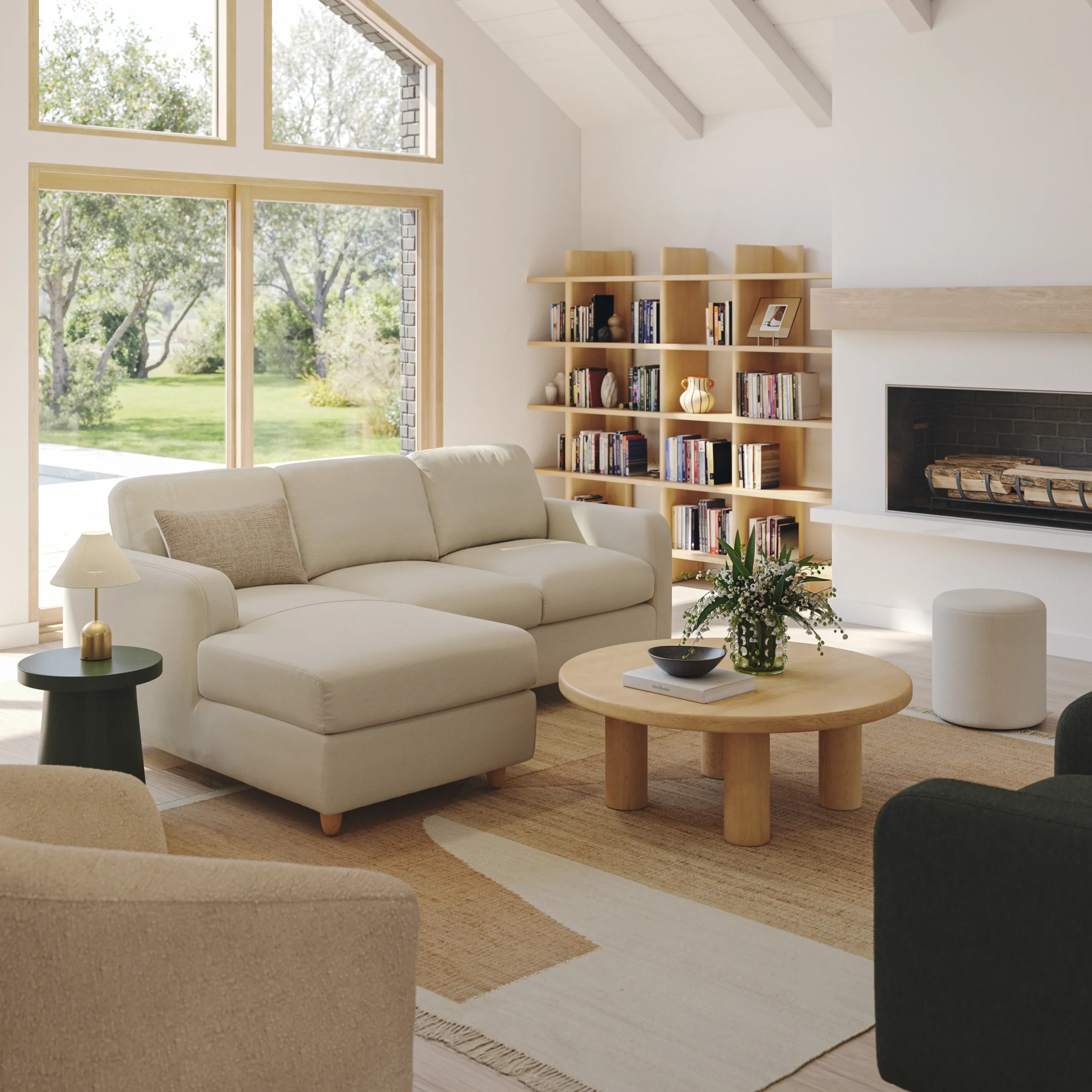 Vati 90.5_ Left Storage Sectional - Natural Oak and Buckler Ivory - Image 9