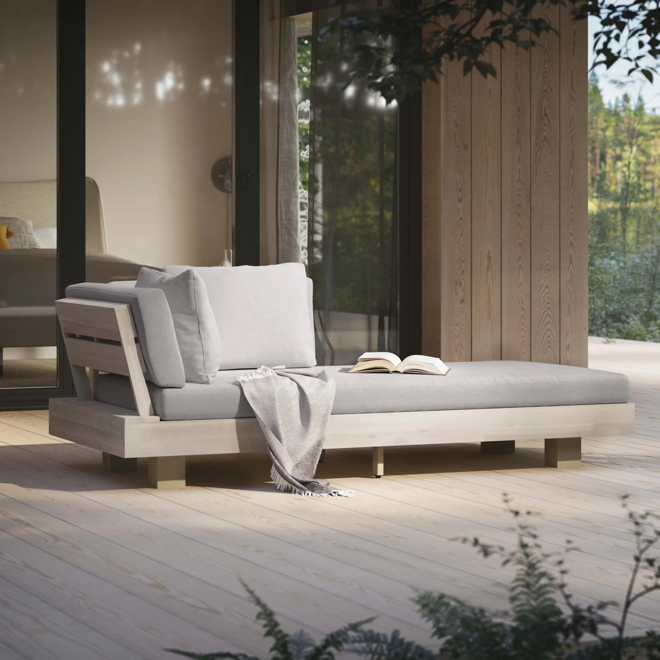 Lubek 69.25_ Outdoor Low Right Chaise Lounge - Beach Sand