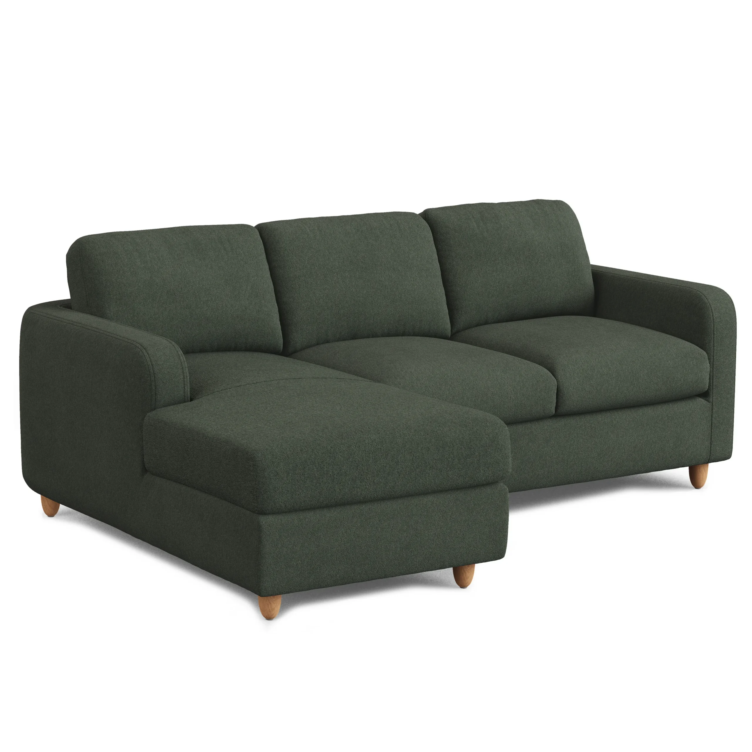 Vati 90.5_ Left Storage Sectional - Natural Oak and Green Wool Bouclé - Image 9