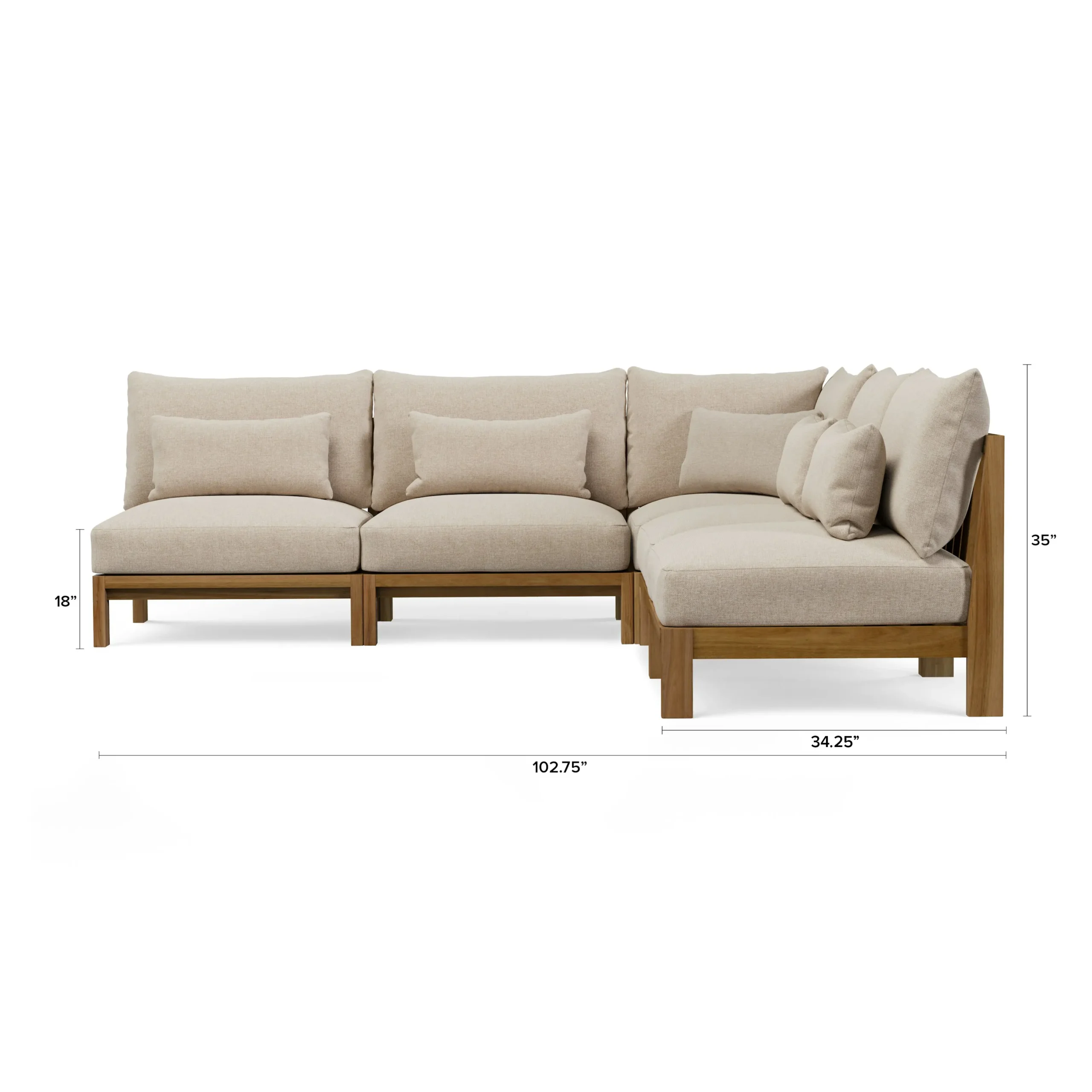 Cove 102.75_ Outdoor Armless Modular Sectional - Basket Beige - Image 2