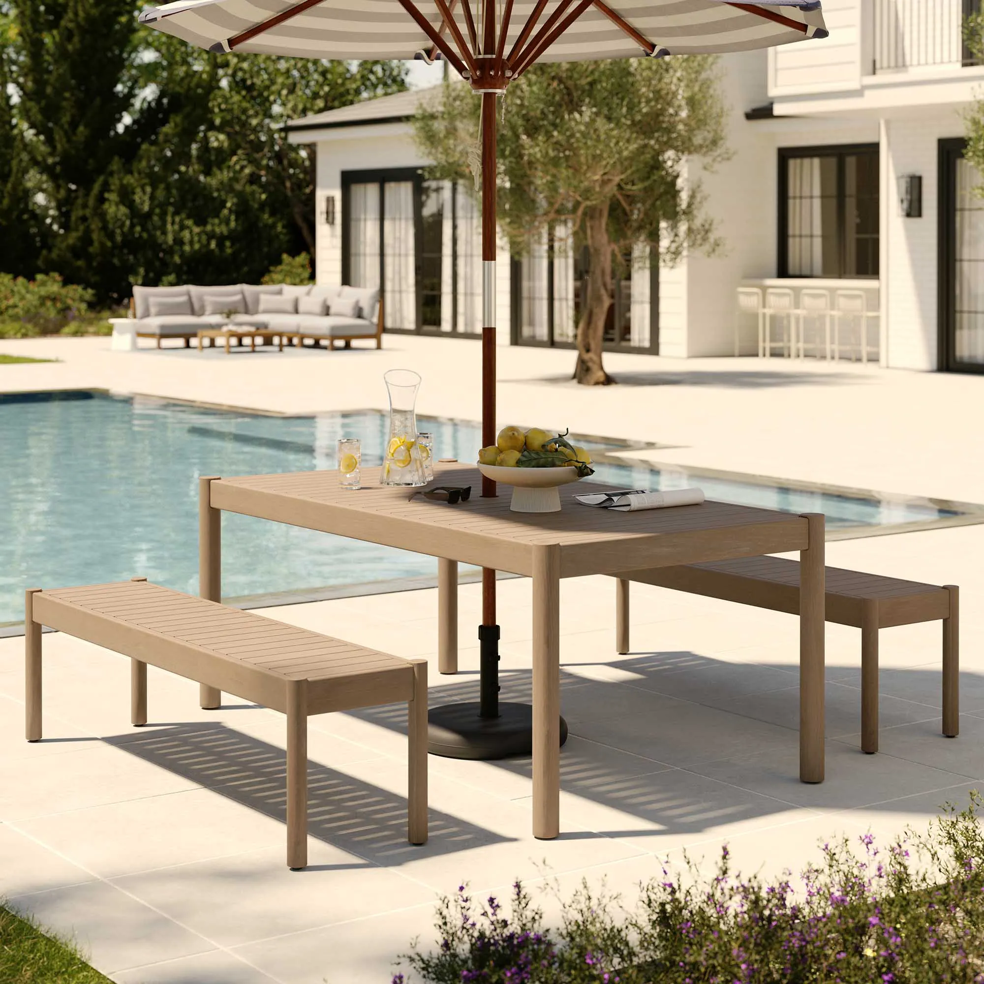 Rosa 75_ Outdoor Dining Table Set - Eucalyptus
