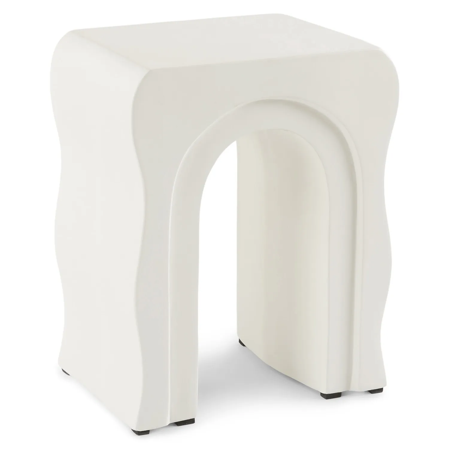 Bixby Outdoor Concrete Side Table - Natural White - Image 8