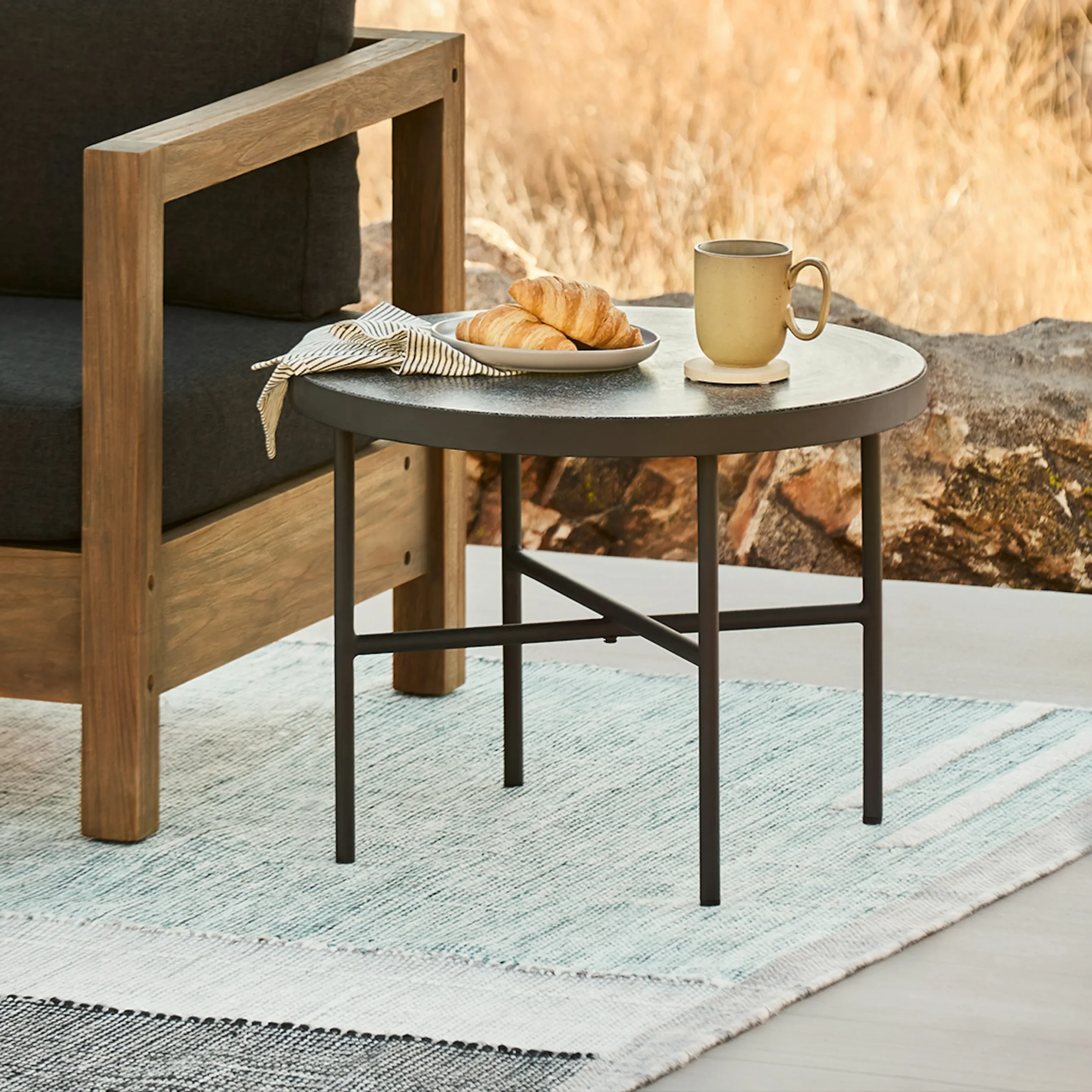 Gera Outdoor Large Side Table - Black Granite