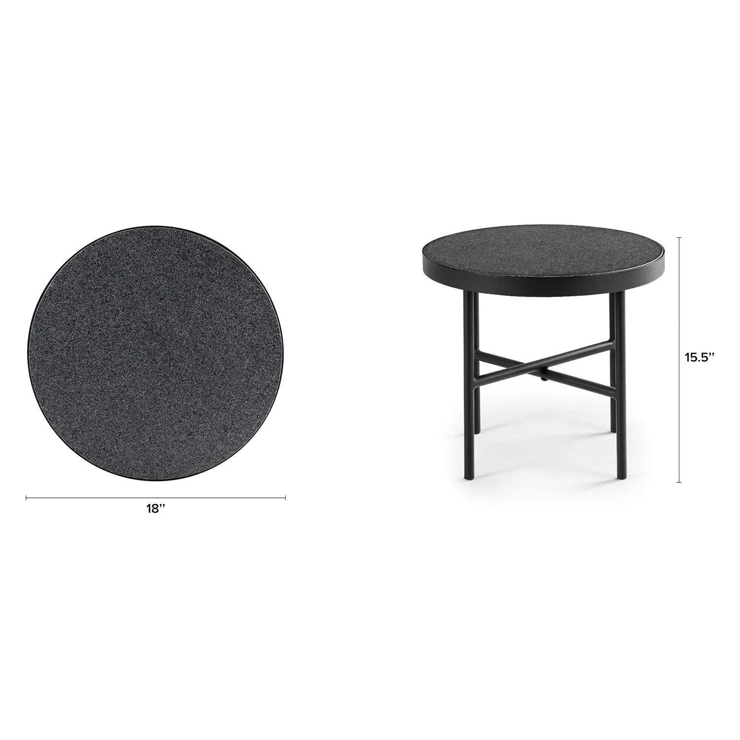 Gera Outdoor Small Side Table - Black Granite - Image 2