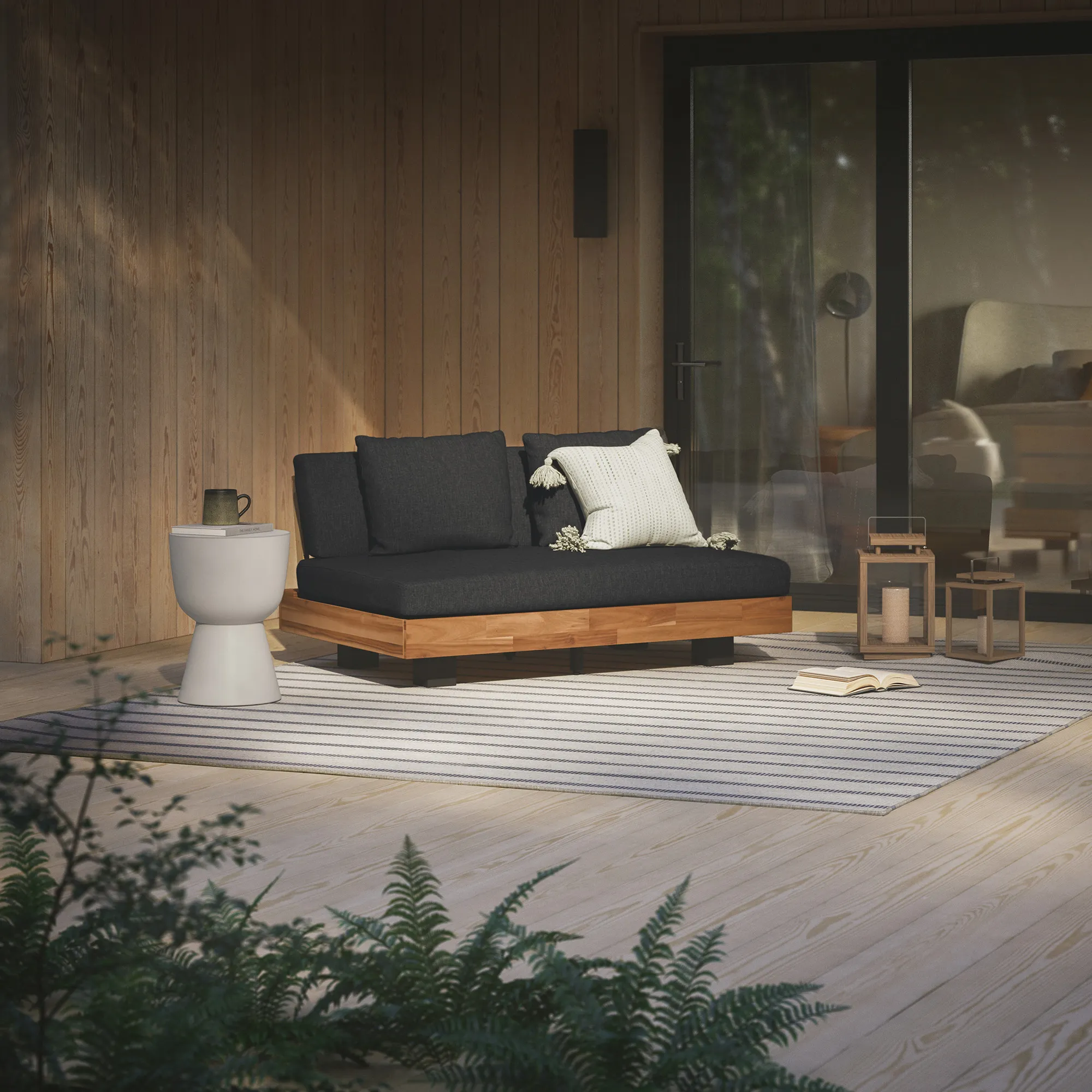 Lubek 50_ Outdoor Low Loveseat - Slate Gray - Image 4