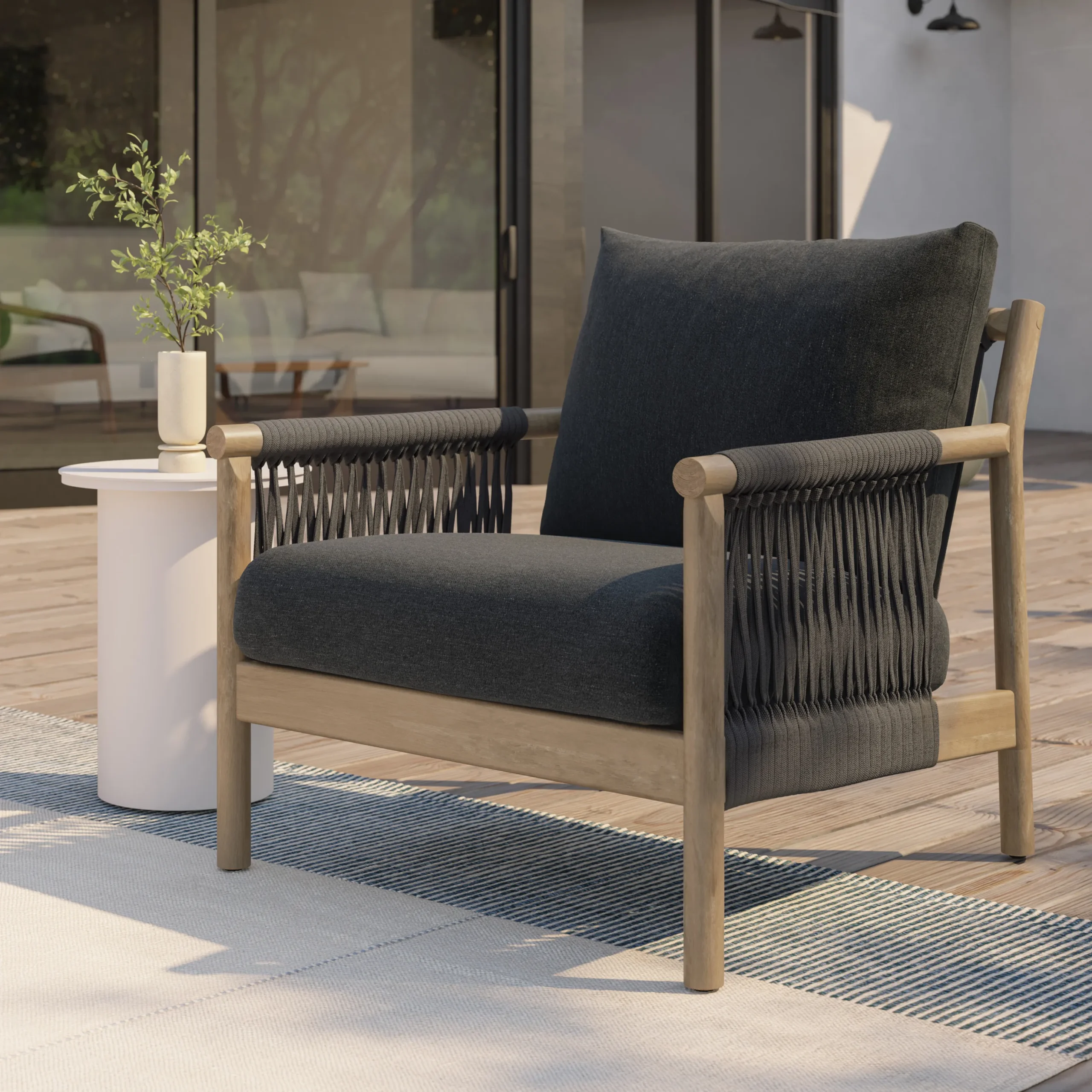 Rosa 34.5_ Outdoor Lounge Chair - Dravite Black