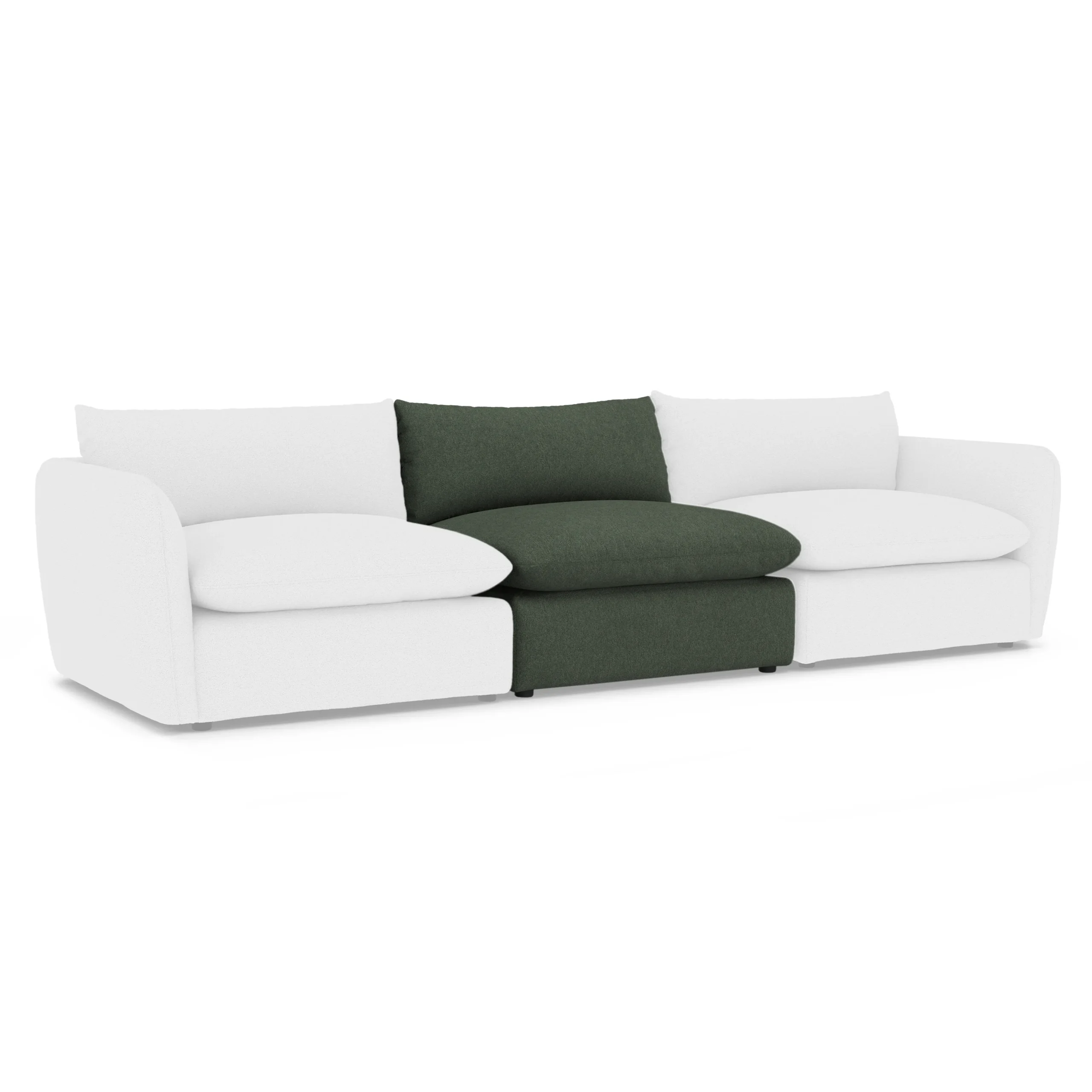 Leigh 39.5_ Armless Chair Module - Green Wool Bouclé - Image 3