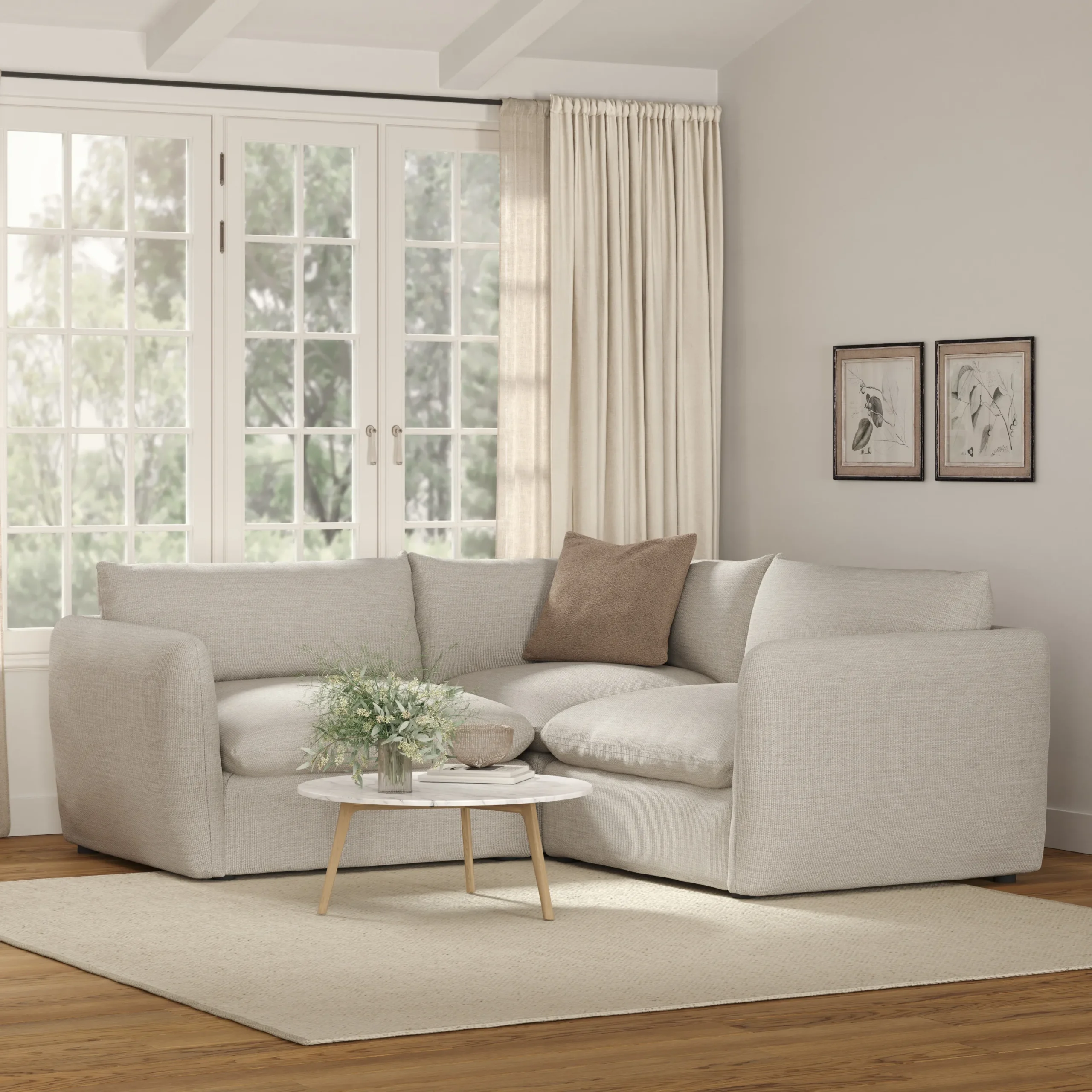 Leigh 41_ Corner Chair Module - Silver Ivory