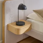 Bjorn Queen Upholstered Bed with Nightstands Set - White Oak and Ratine Ivory