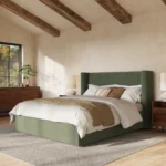 Calabri Queen Velvet Bed - Hale Fir Green
