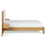 Cassie Queen Upholstered Bed with Nightstands - Natural Oak and Ivory Chenille