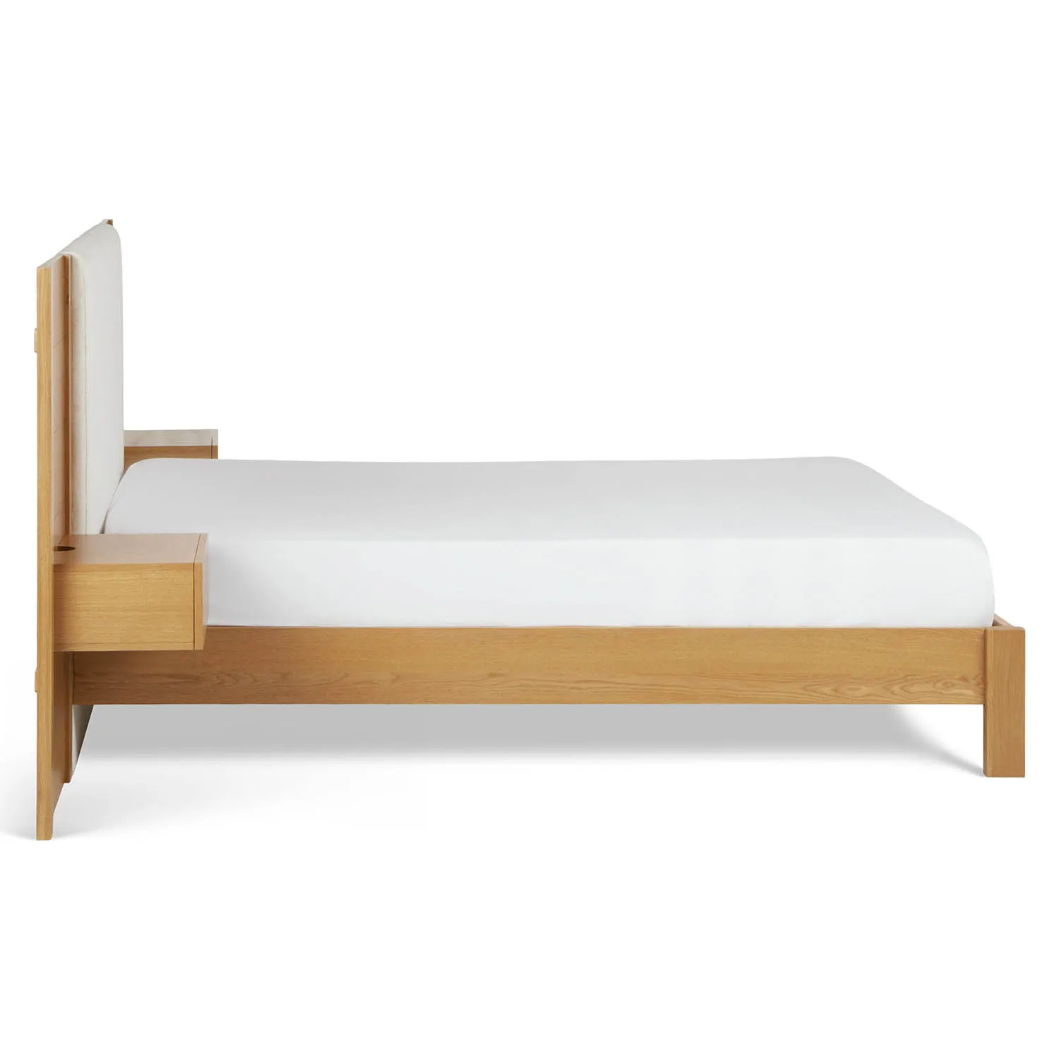 Cassie Queen Upholstered Bed with Nightstands - Natural Oak and Ivory Chenille - Image 9