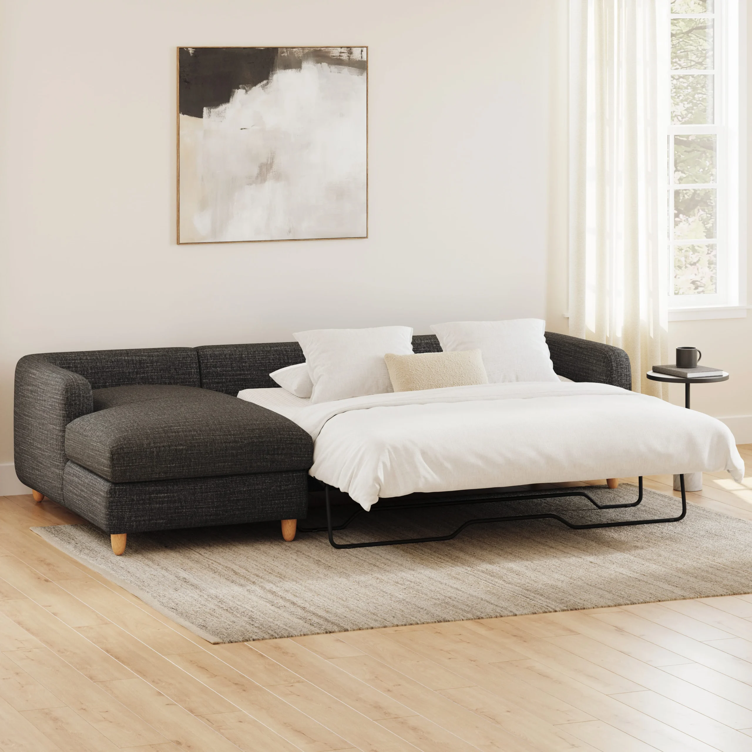 Vati 114_ Left Storage Sleeper Sectional - Natural Oak and Napa Charcoal - Image 17