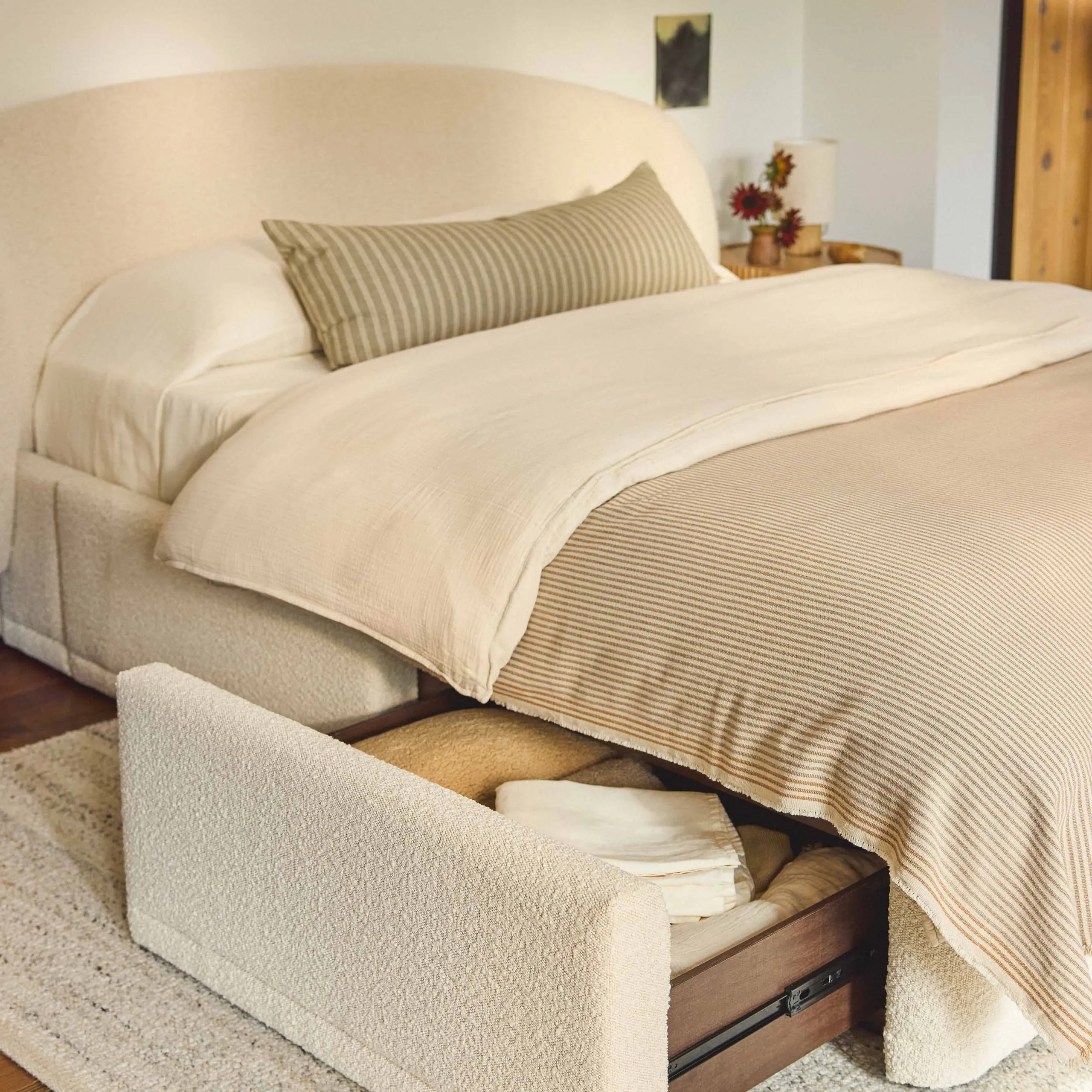 Kayra King Upholstered Storage Bed - Ivory Bouclé - Image 11