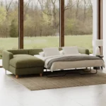 Vati 114_ Left Storage Sleeper Sectional - Natural Oak and Napa Moss