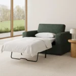 Riley 57.5_ Sleeper Chair - Green Wool Bouclé