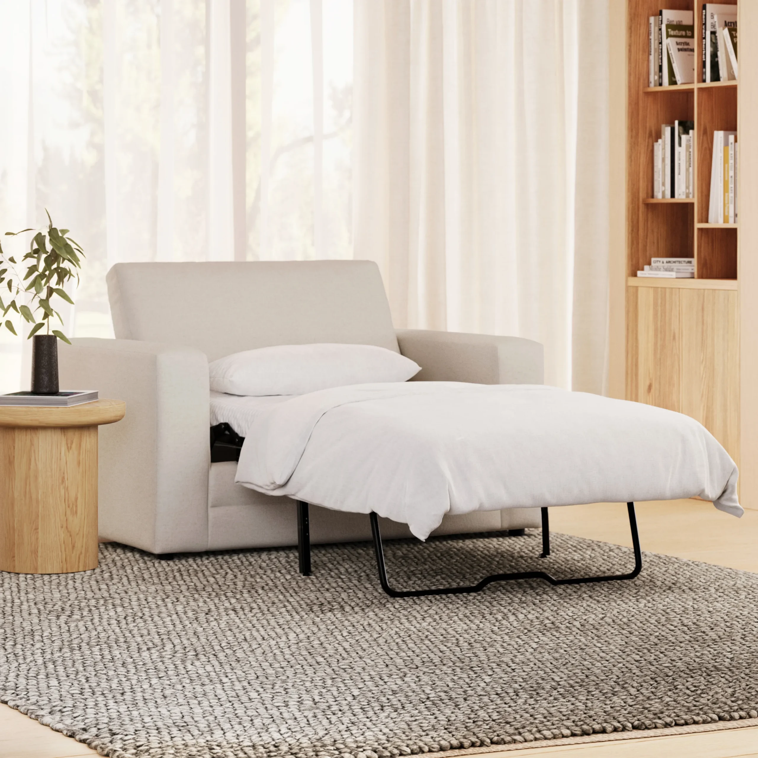 Riley 57.5_ Sleeper Chair - Napa White - Image 2