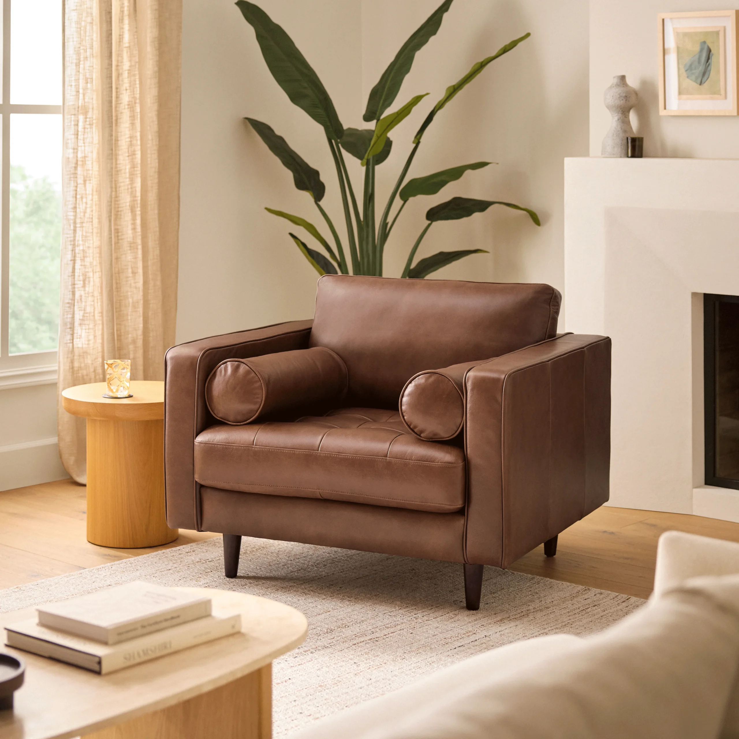 Sven 42_ Tufted Leather Lounge Chair - Taos Brown - Image 11