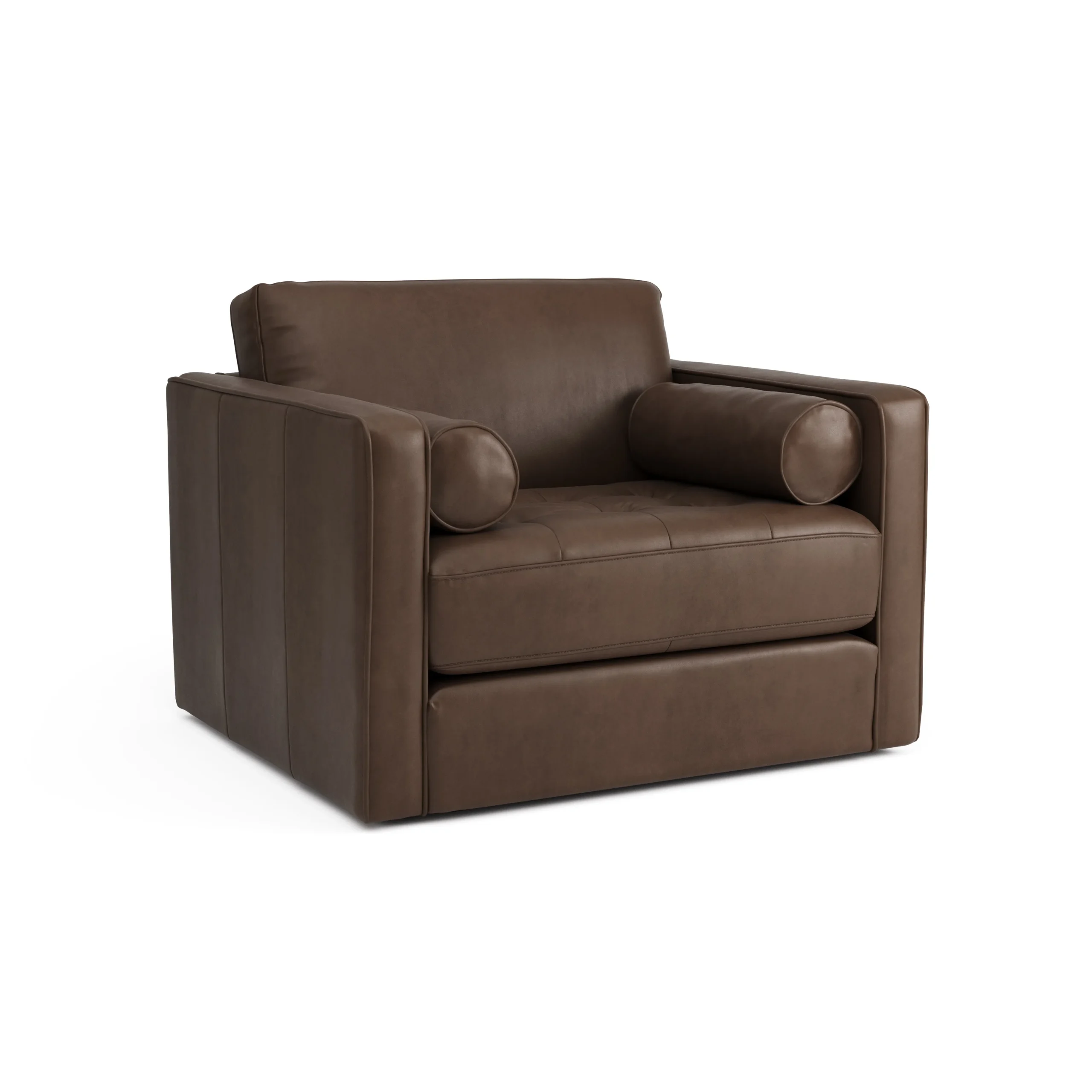 Sven 45.5_ Tufted Leather Sleeper Chair - Charme Chocolat - Image 3