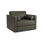 Sven 45.5_ Tufted Leather Sleeper Chair - Charme Green