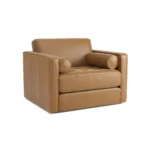 Sven 45.5_ Tufted Leather Sleeper Chair - Charme Tan